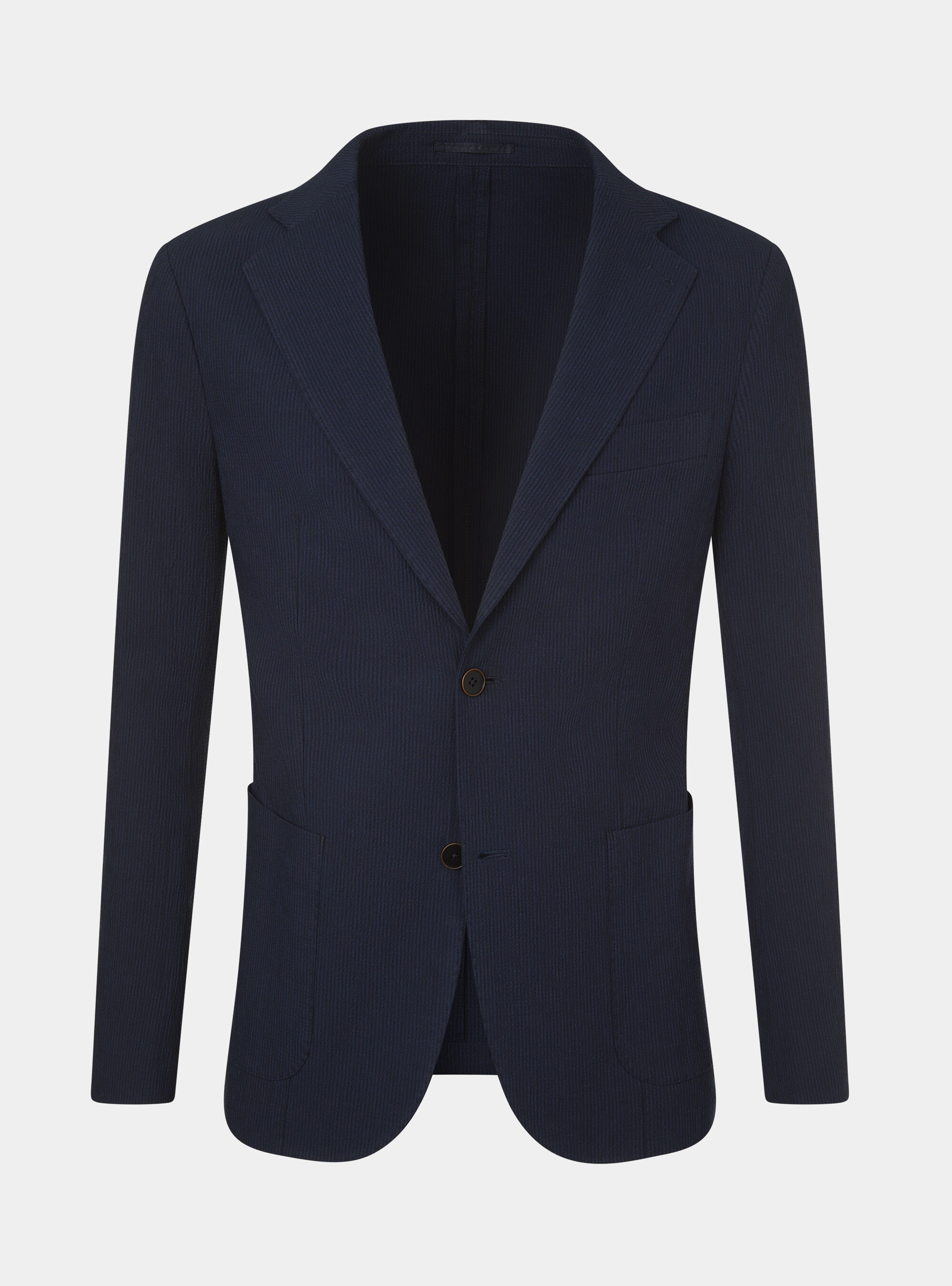 Giacca blue navy in seersucker rigato, BLU NAVY