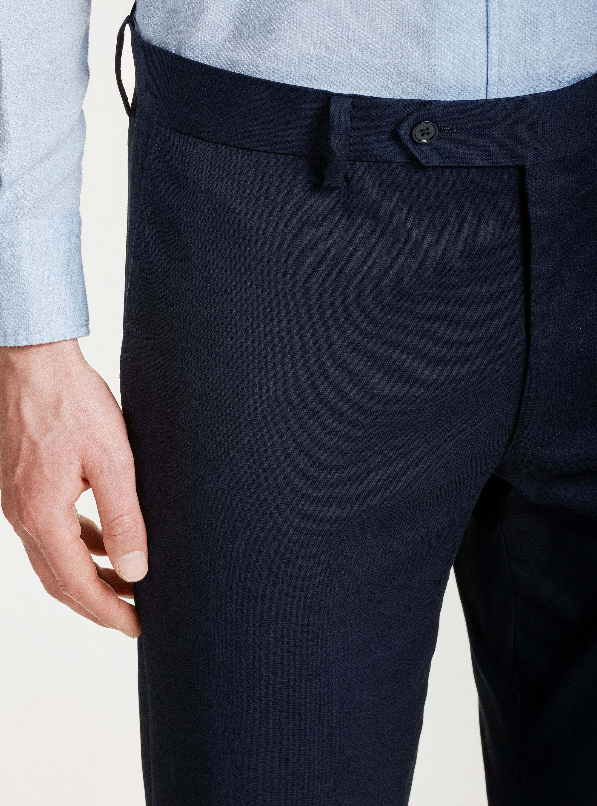 Pantaloni per abito in cotone armaturato, BLU NAVY