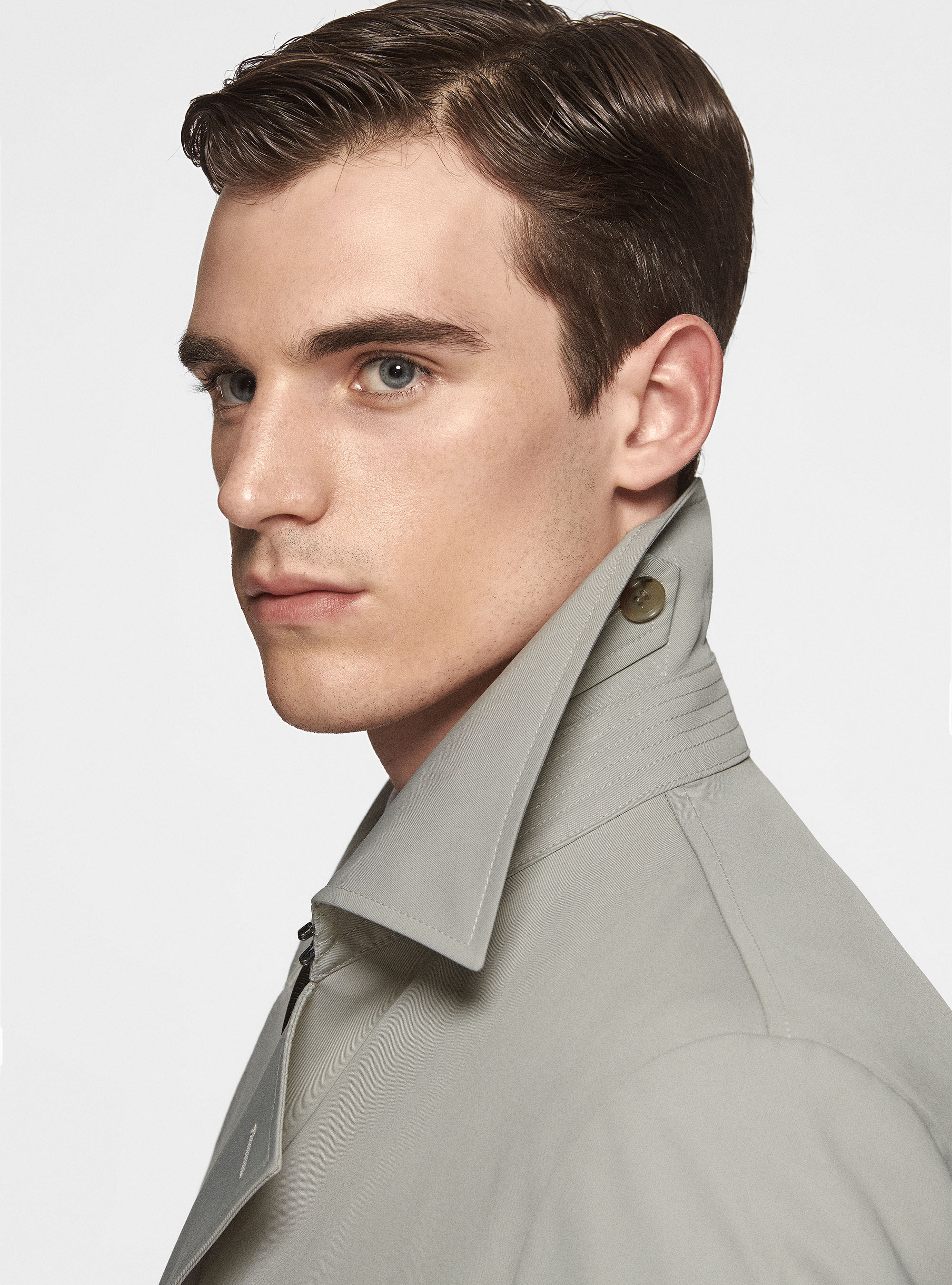 Trench in twill di cotone, ECRU