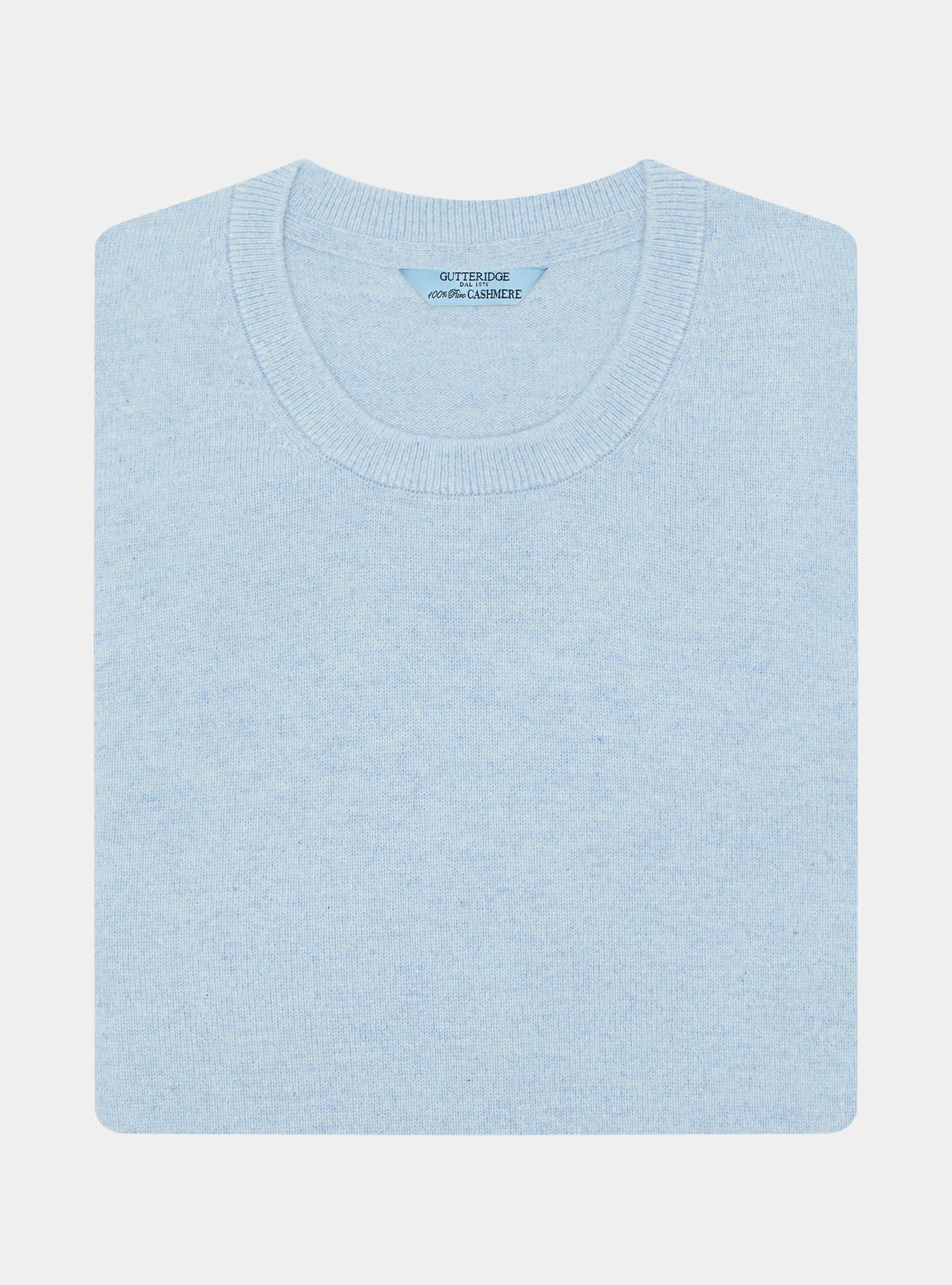 Maglia girocollo in 100% cashmere, 0266C AZZURRO