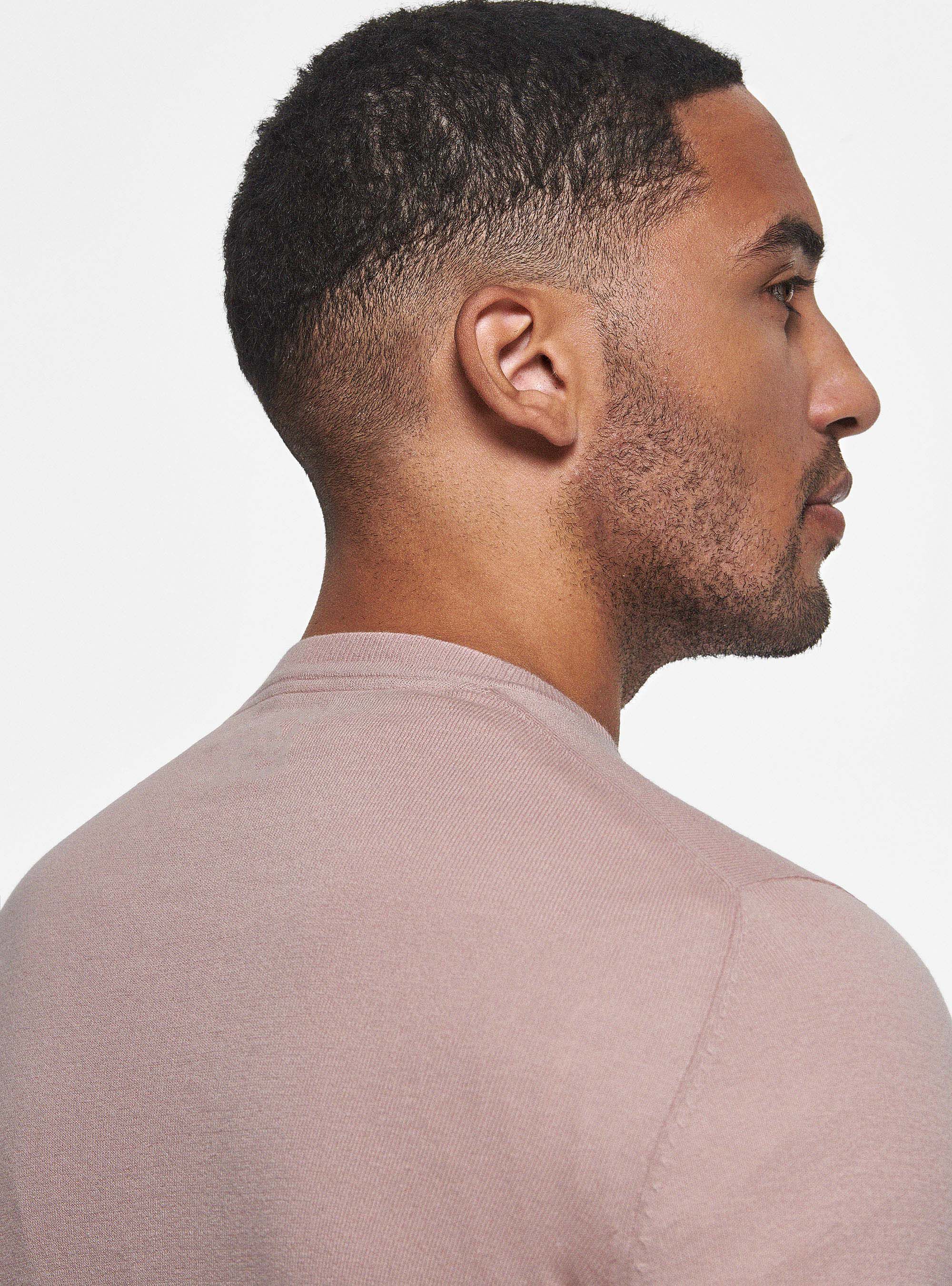 Maglia girocollo in cotone seta e cashmere, 0441C ROSA SCURO