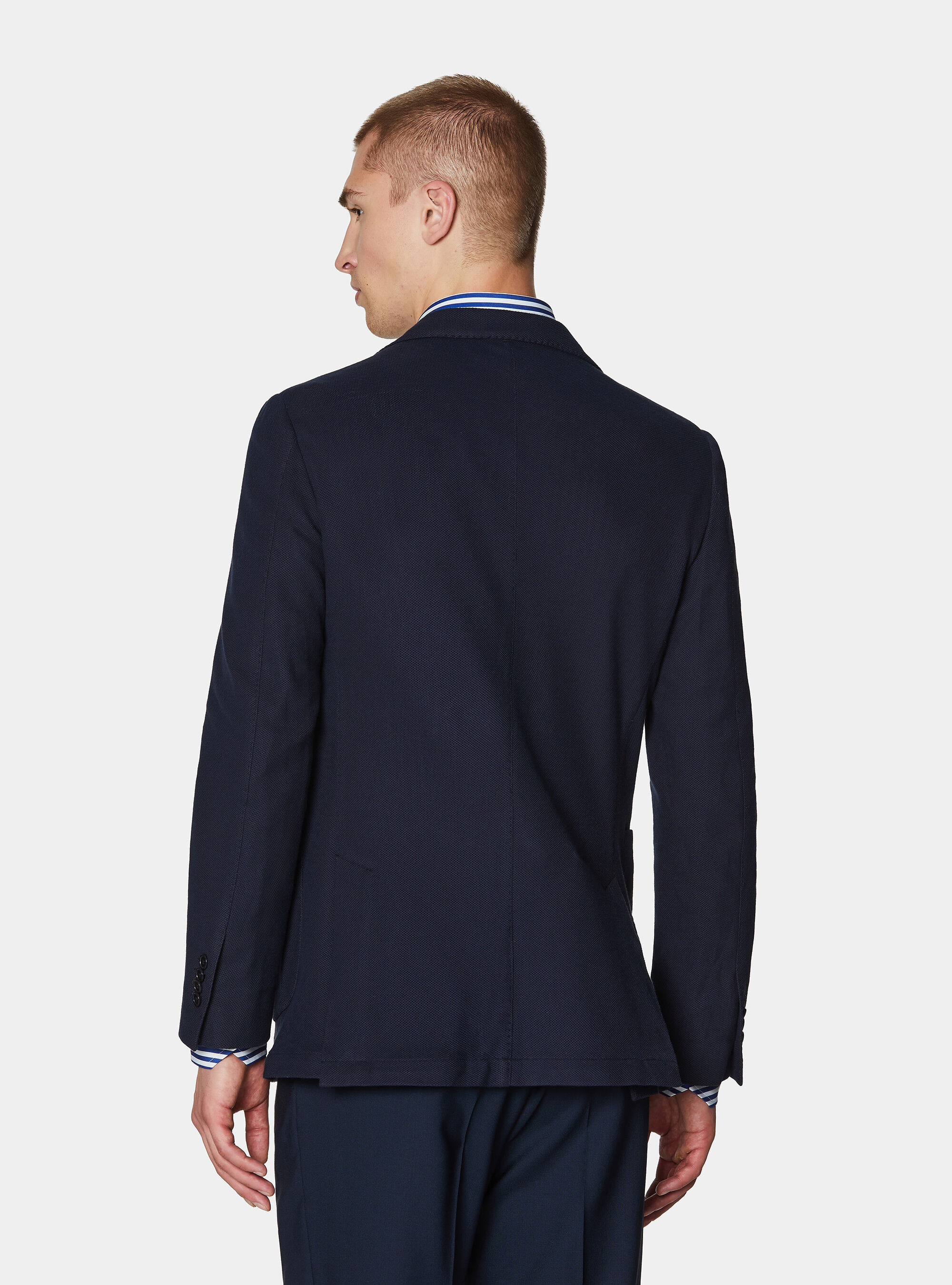 Americana de jersey de mezcla de algod&oacute;n, AZUL MARINO