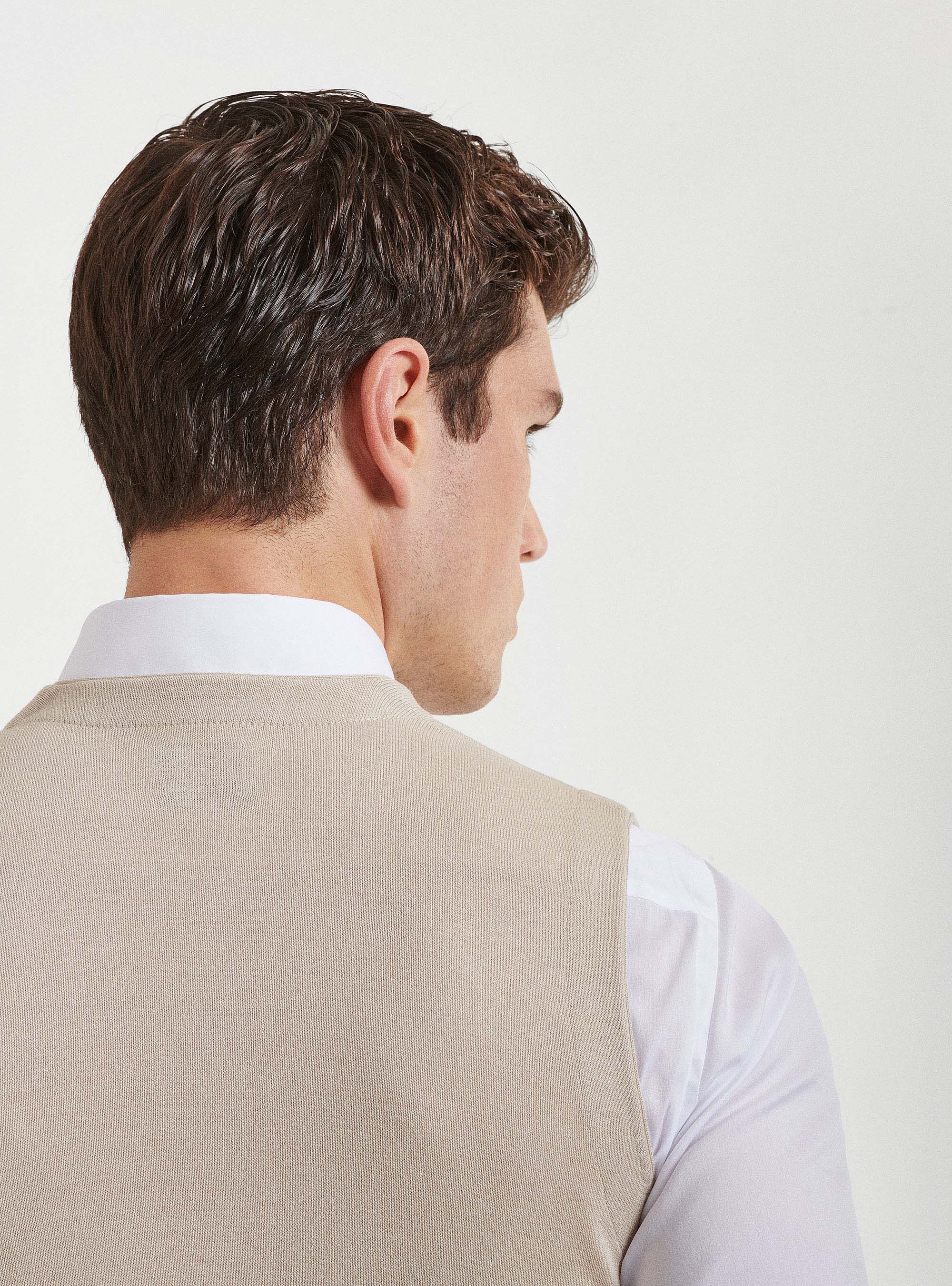 Gilet in maglia in puro cotone extrafine, ECRU