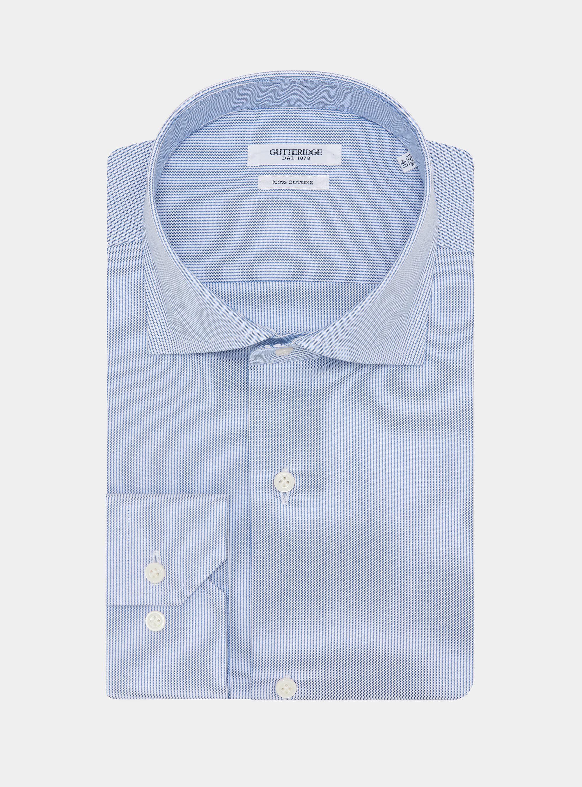 Striped shirt in textured cotton, BLUE