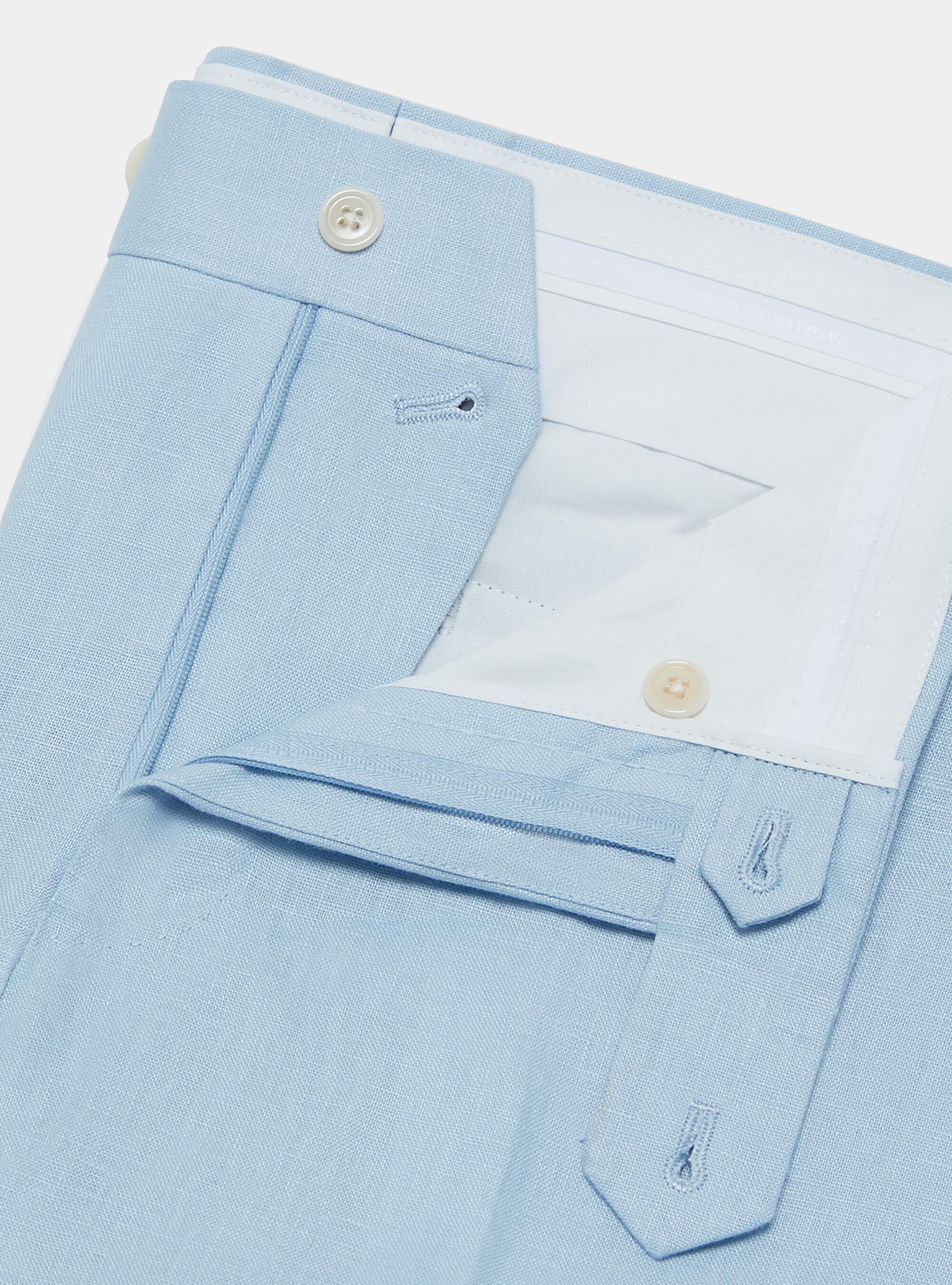 Pantaloni in puro lino, AZZURRO