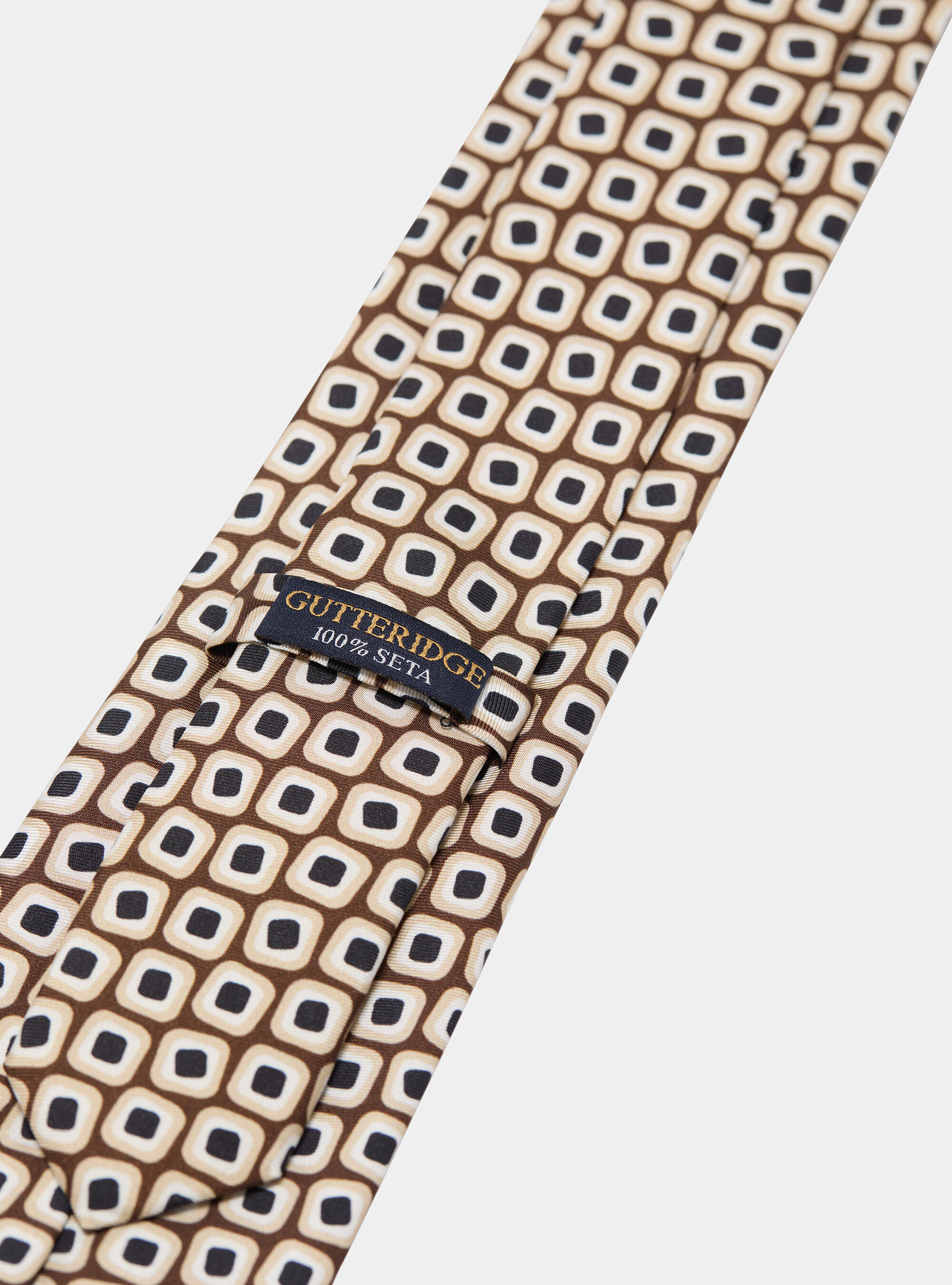 Printed silk tie, BROWN