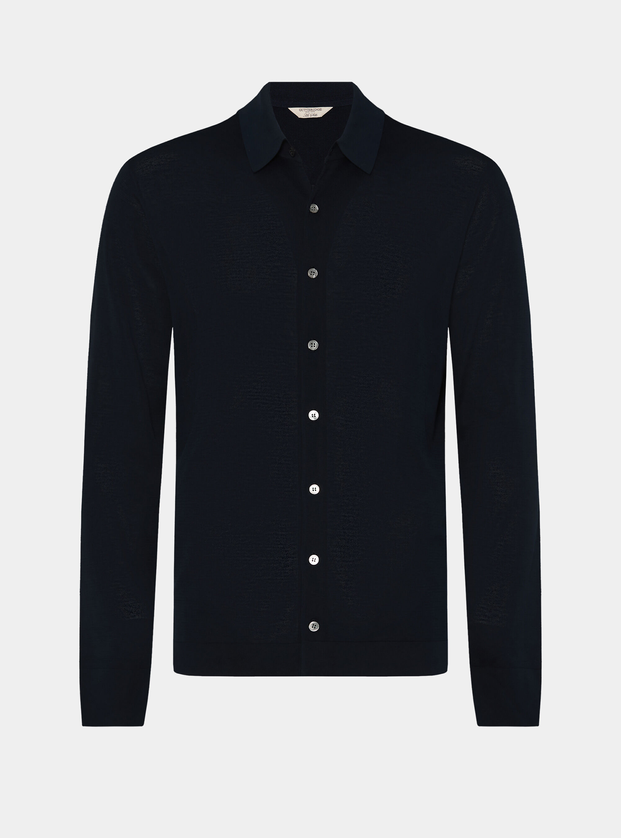 Polo camicia in cotone e seta, BLU NAVY