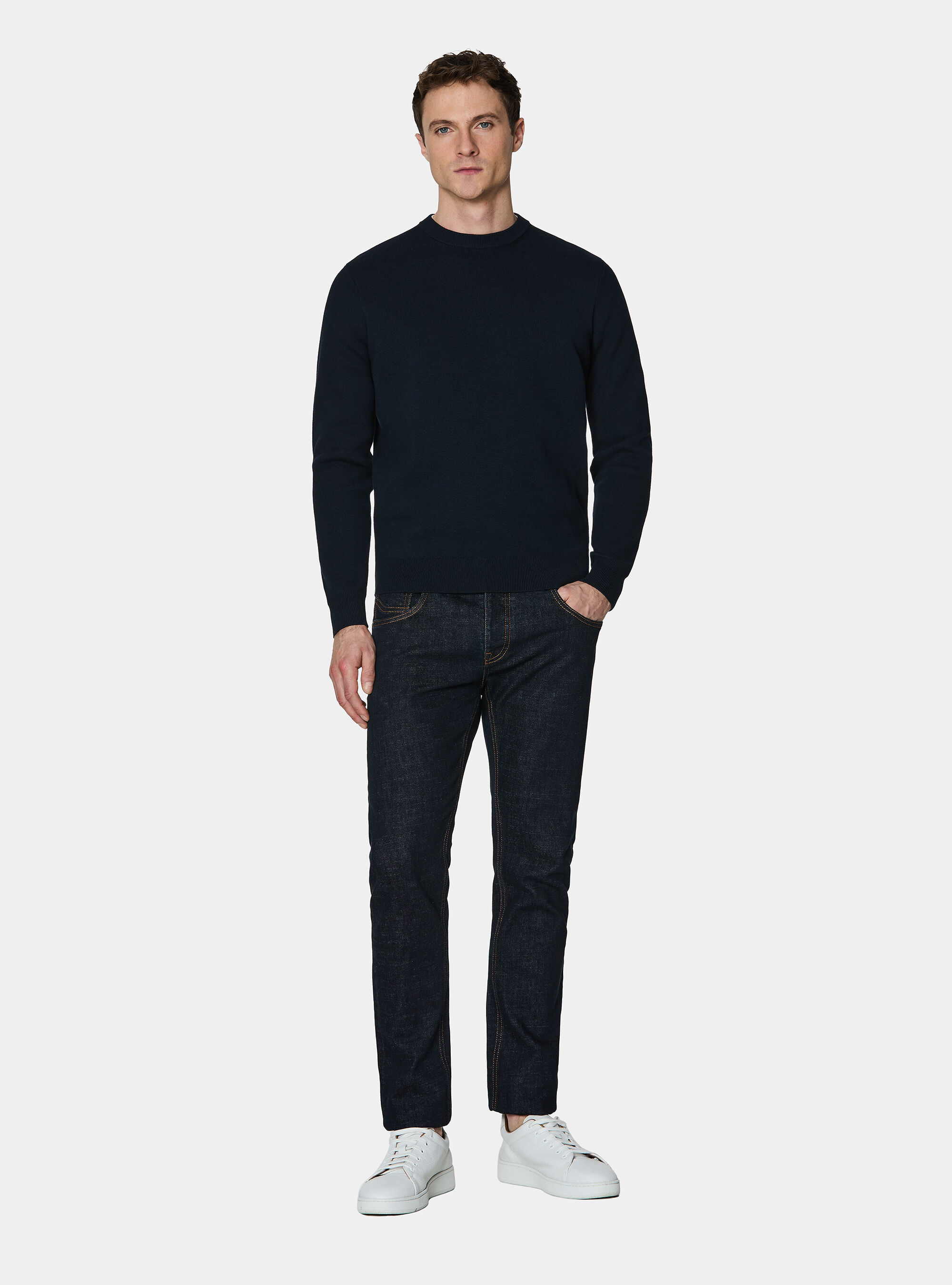 Cotton blend crew neck sweater