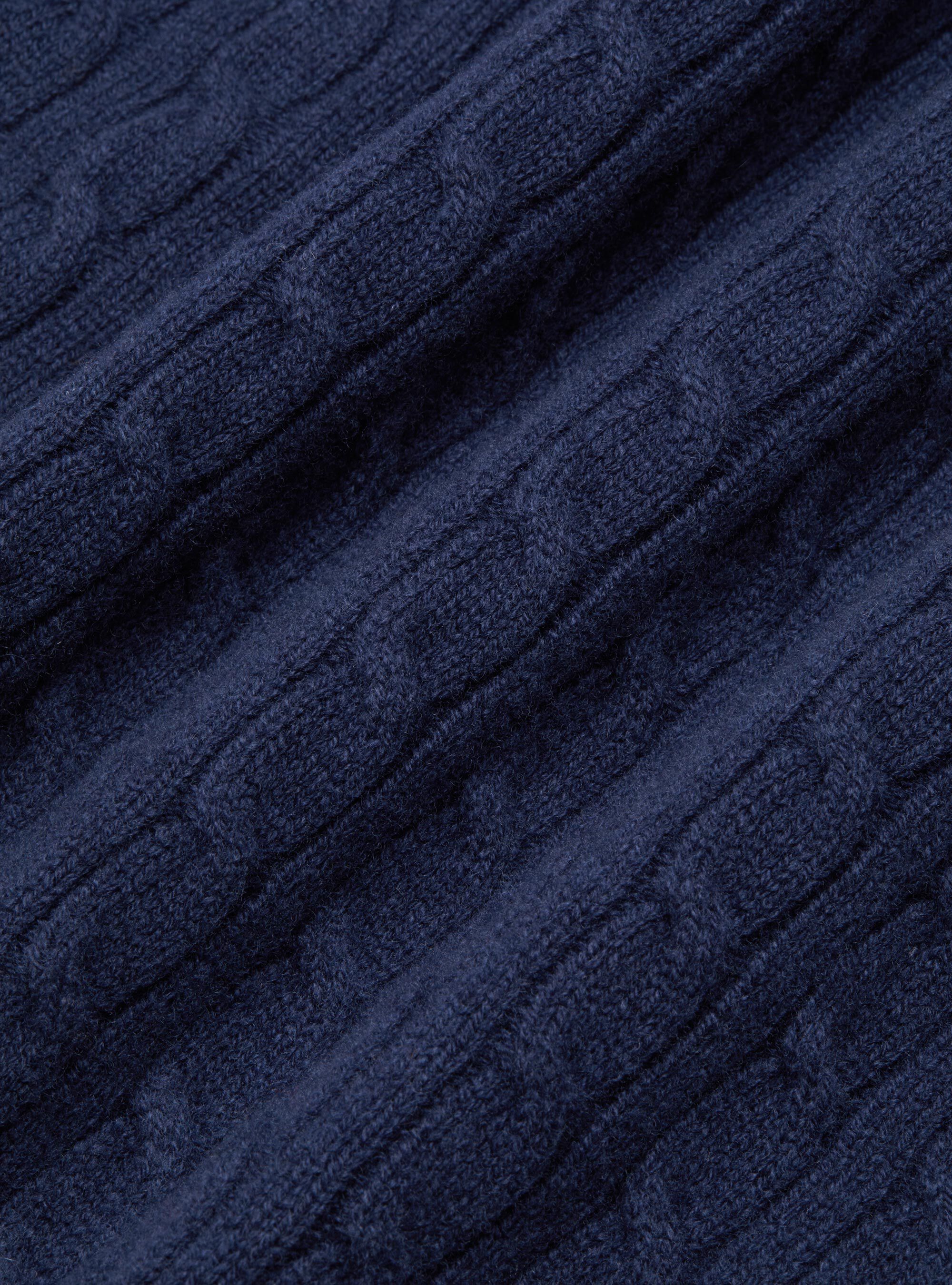 Maglia girocollo con treccia in lana e cashmere, INCHIOSTRO