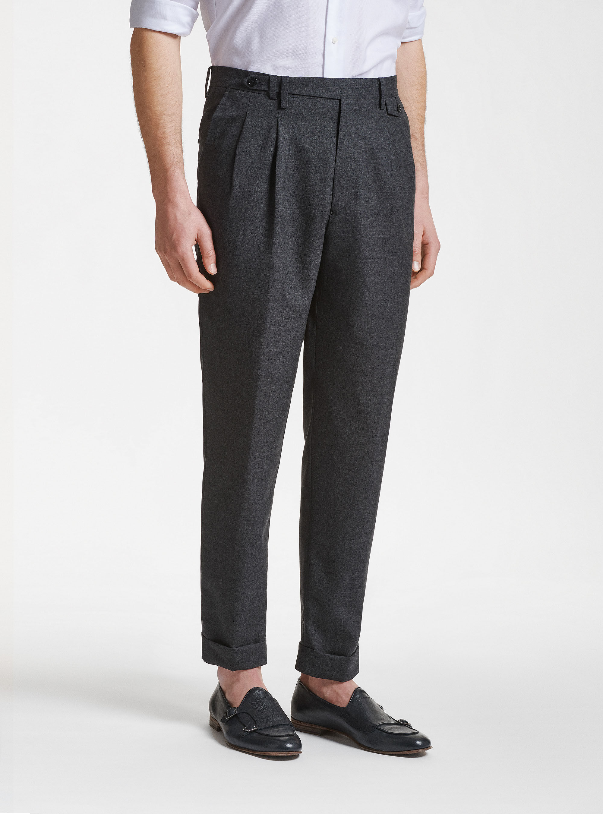 Pantaloni con pinces in pura lana Vitale Barberis Canonico