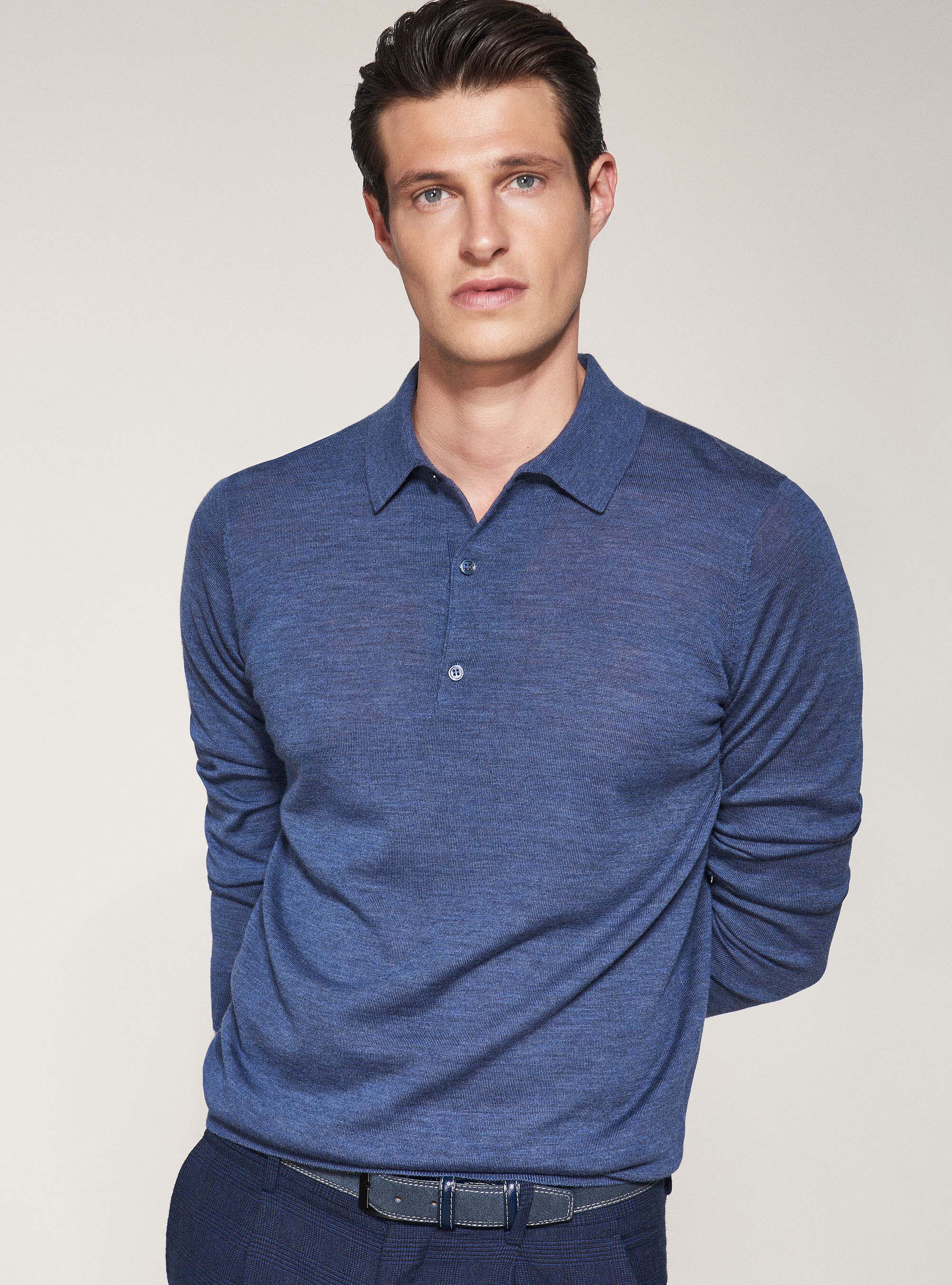 Polo di maglia in lana merino