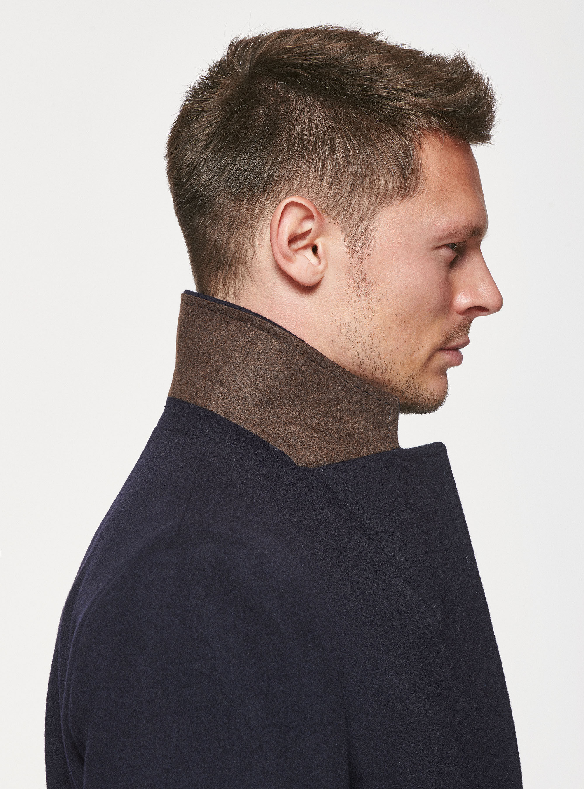 Wool and cashmere coat, NAVY BLUE