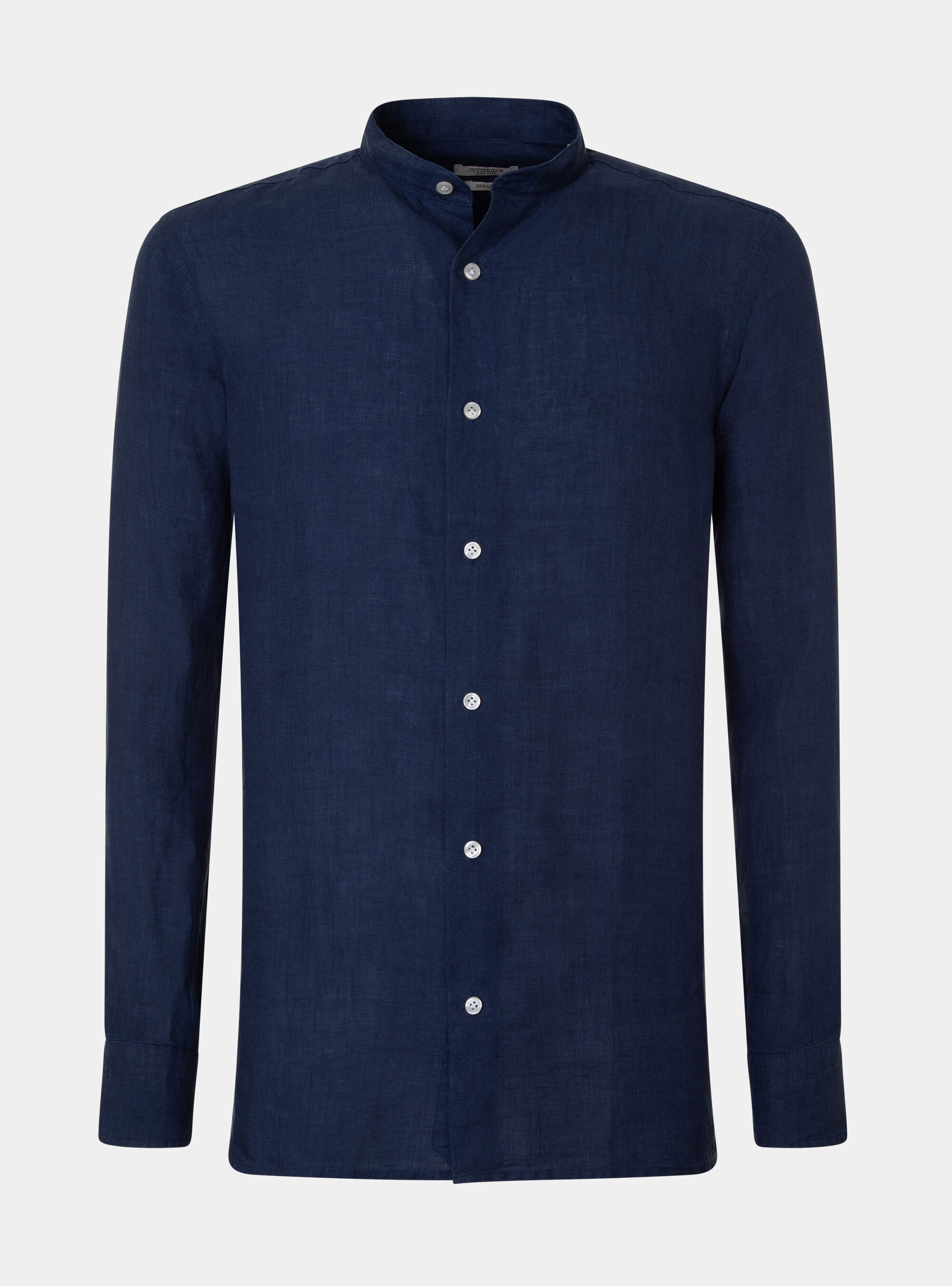 Camicia coreana in puro lino, BLU NAVY