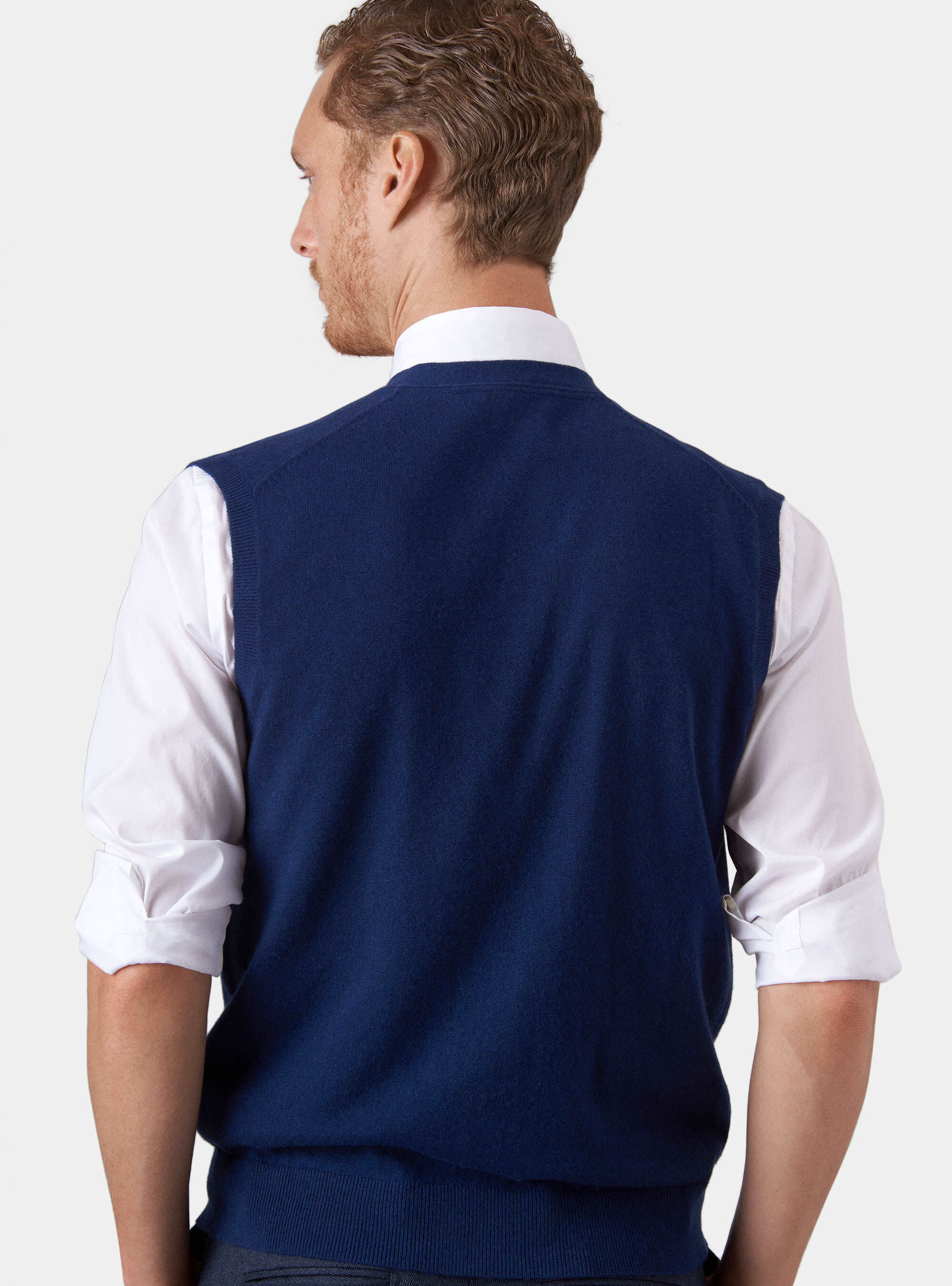 100% cashmere knitted vest with buttons, BASALT