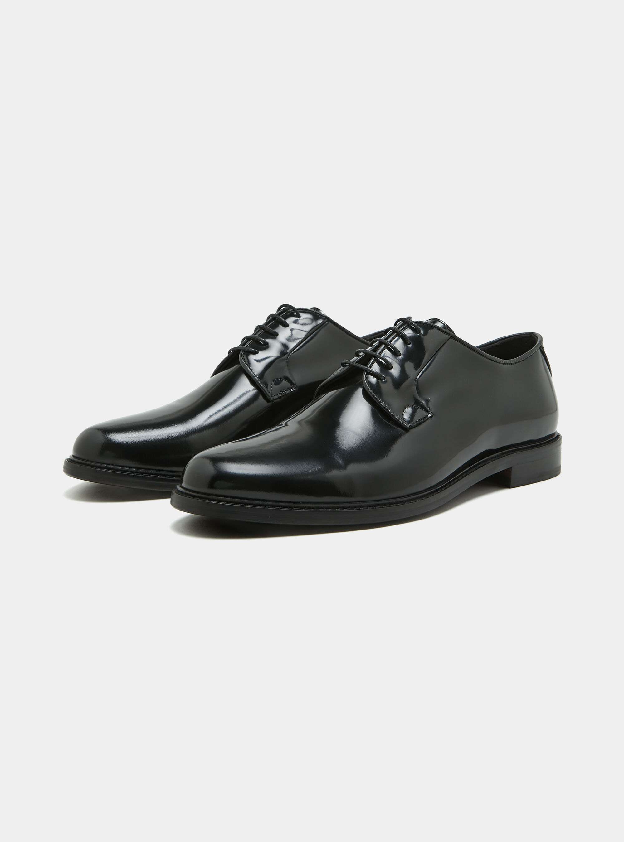 Abrasivated leather derby, BLACK