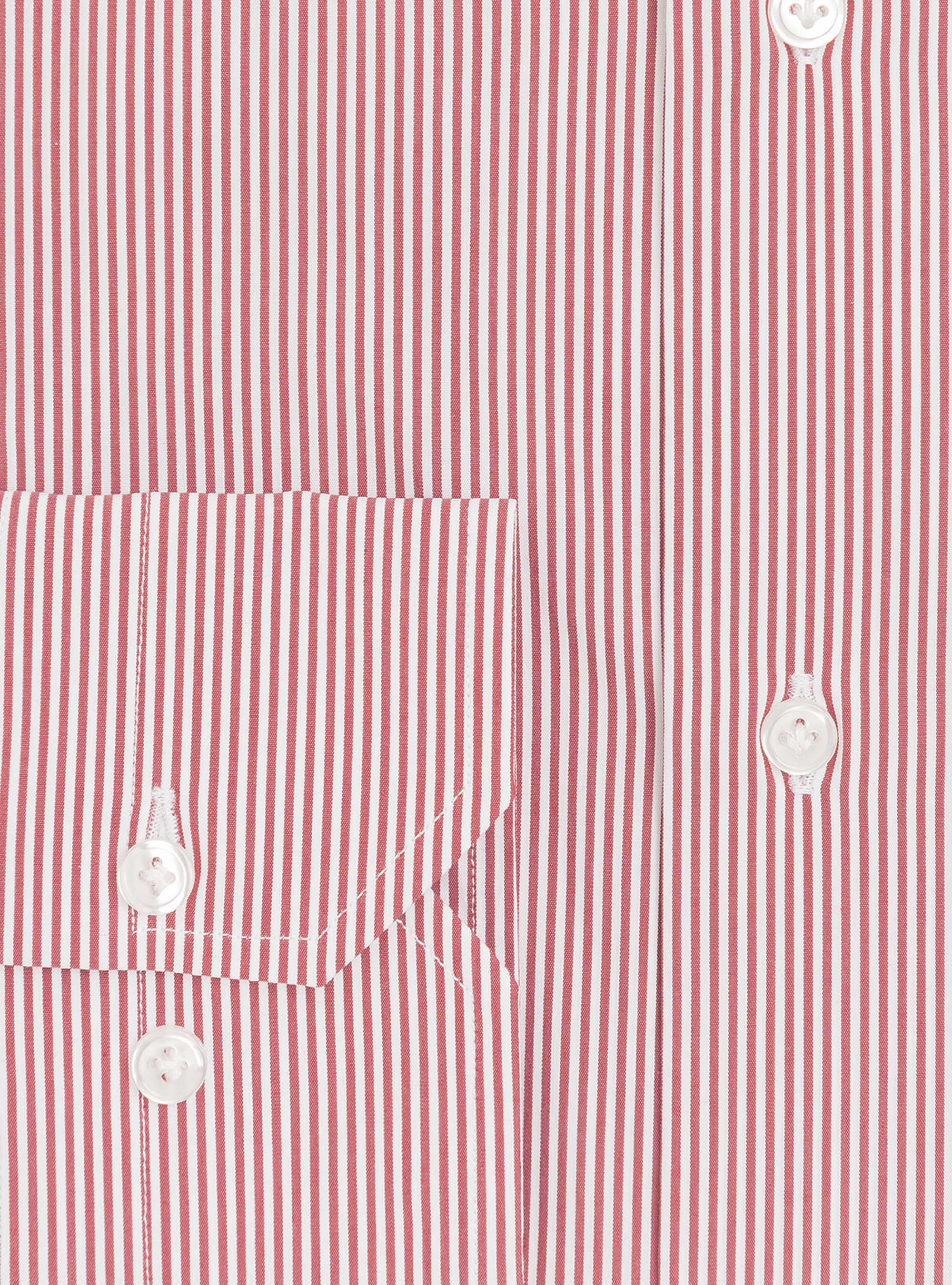 Camicia slim fit in popeline di cotone stretch rigato, BORDEAUX