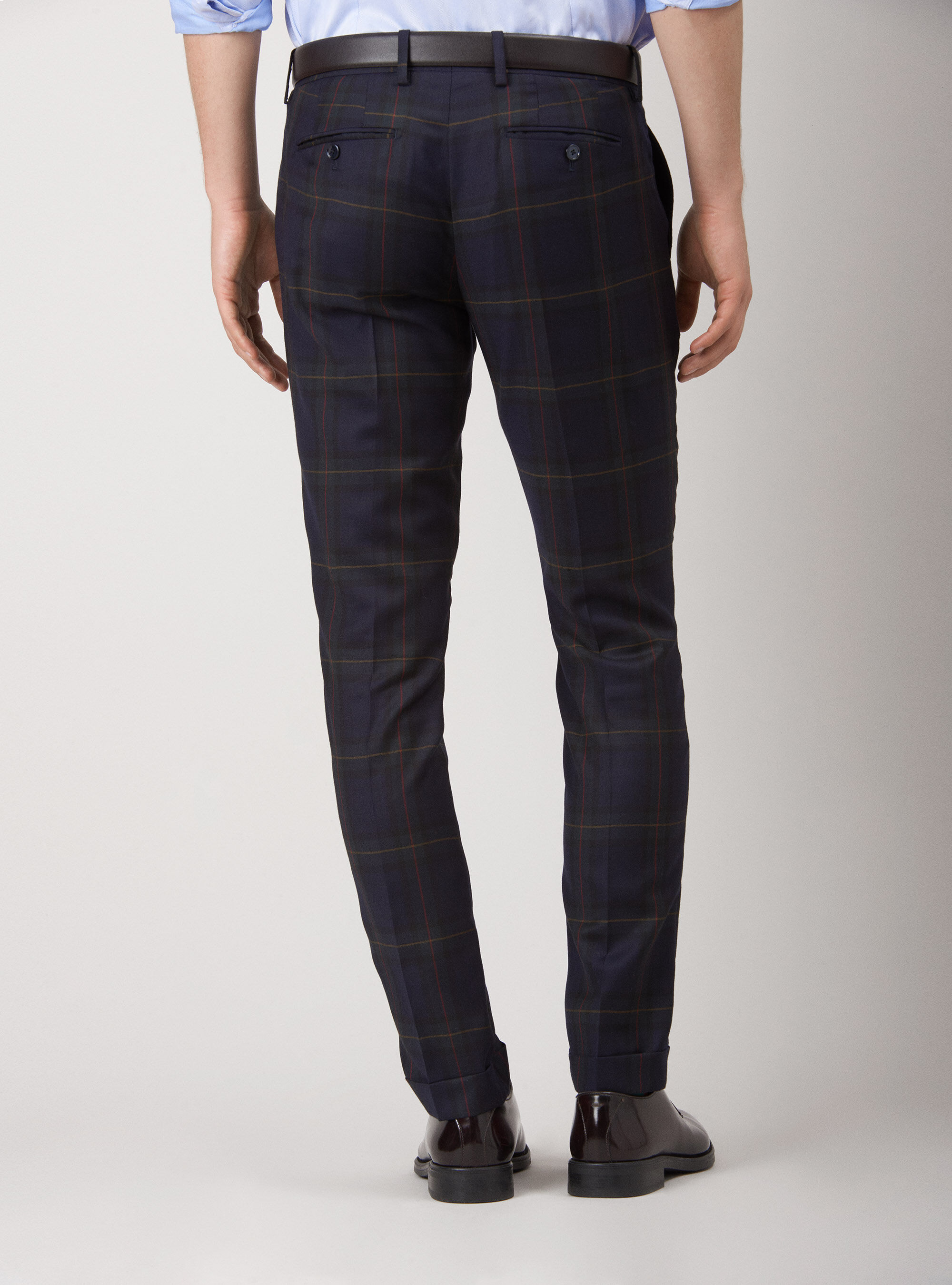 Tartan trousers with wool and cashmere pleats