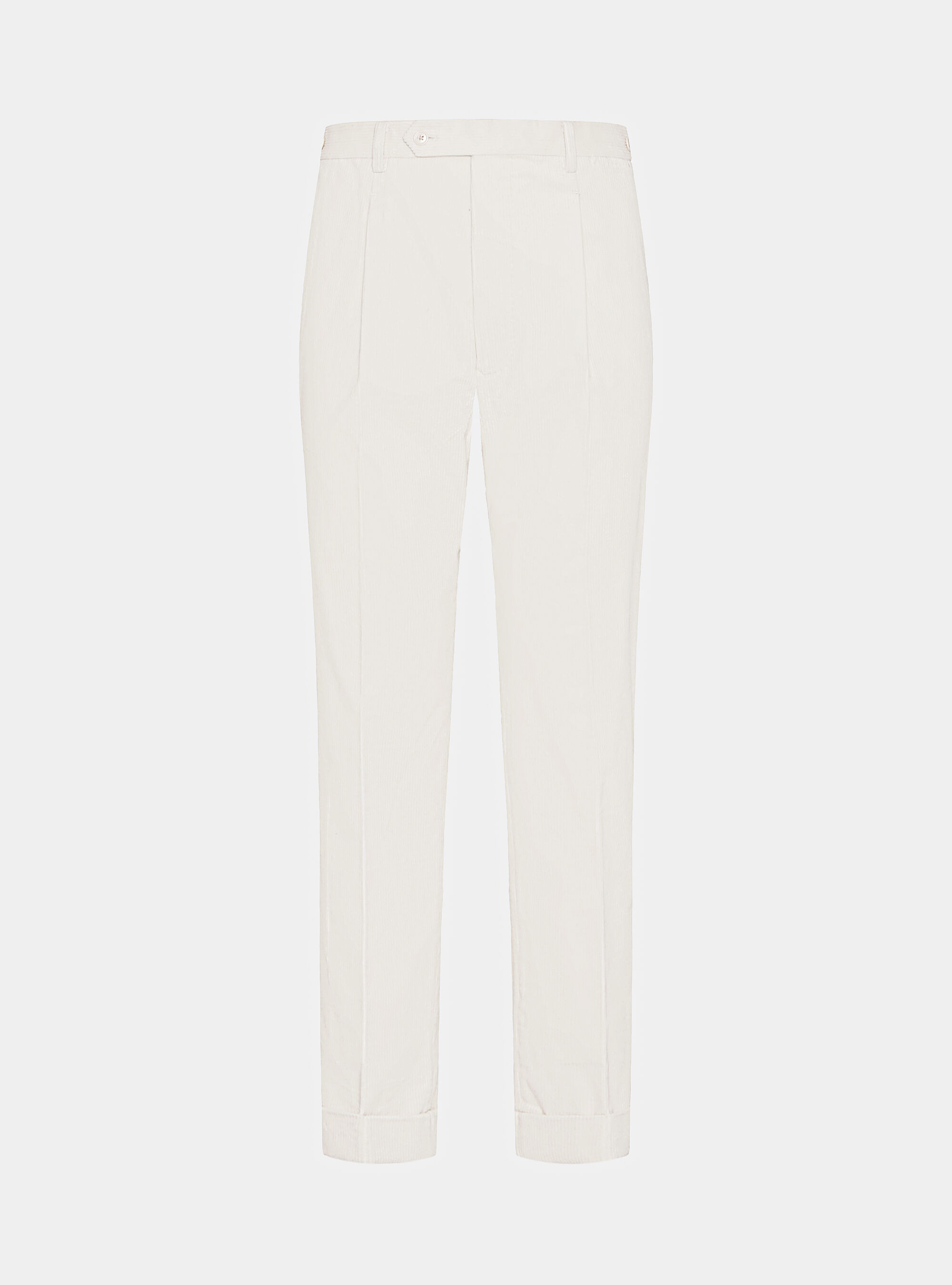 Pantal&oacute;n de pinzas de terciopelo el&aacute;stico Duca Visconti di Modrone, BLANCO