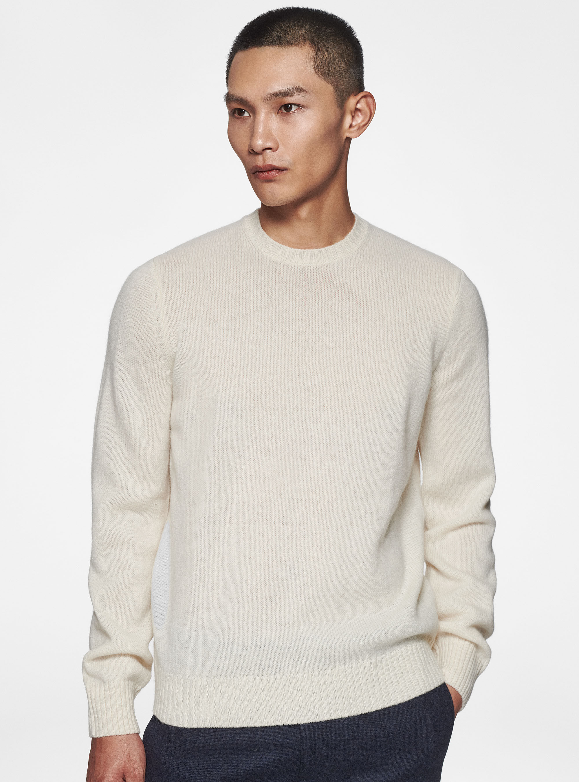 Shetland wool crew neck sweater