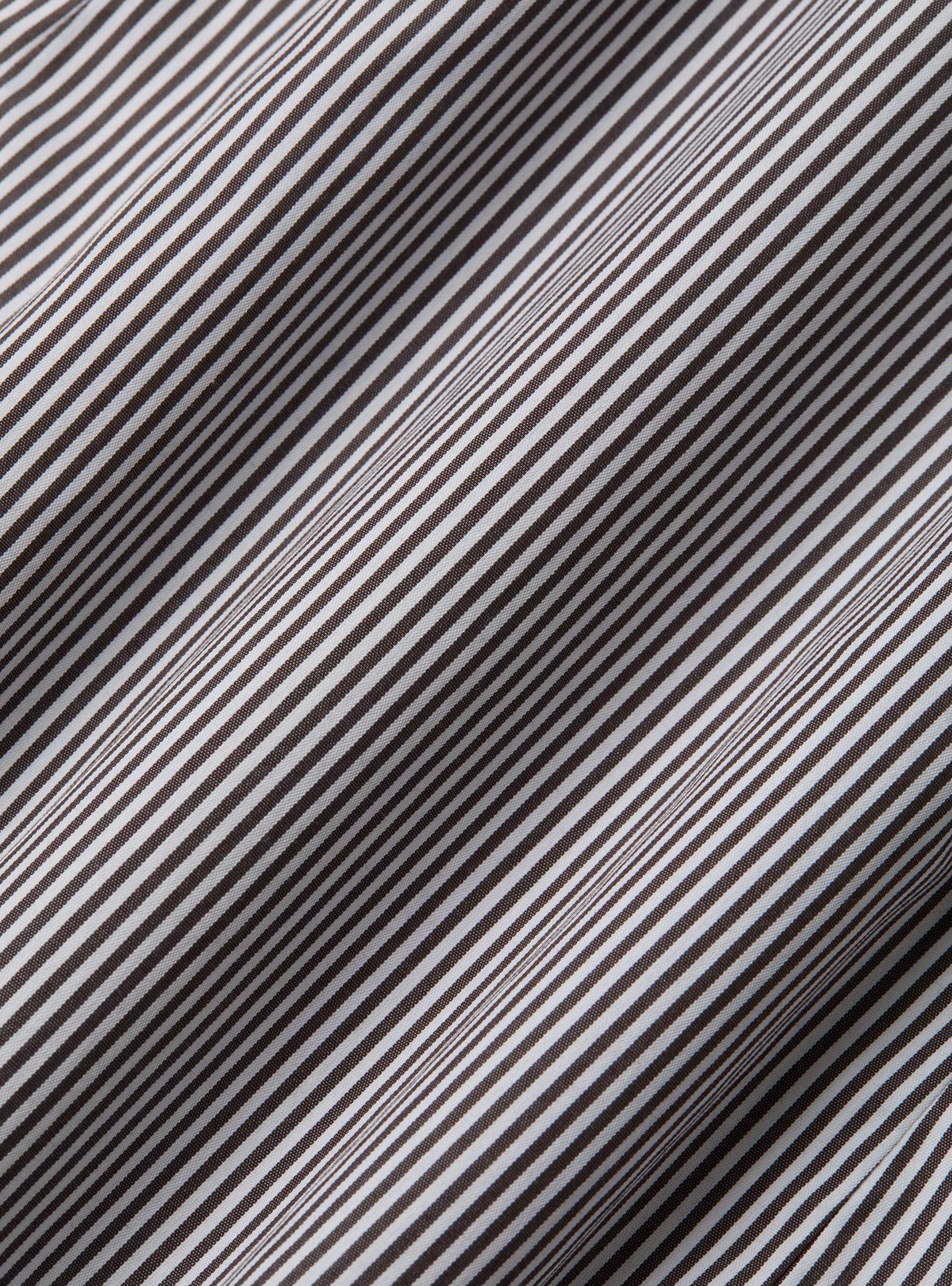 Striped cotton poplin stretch shirt, BROWN
