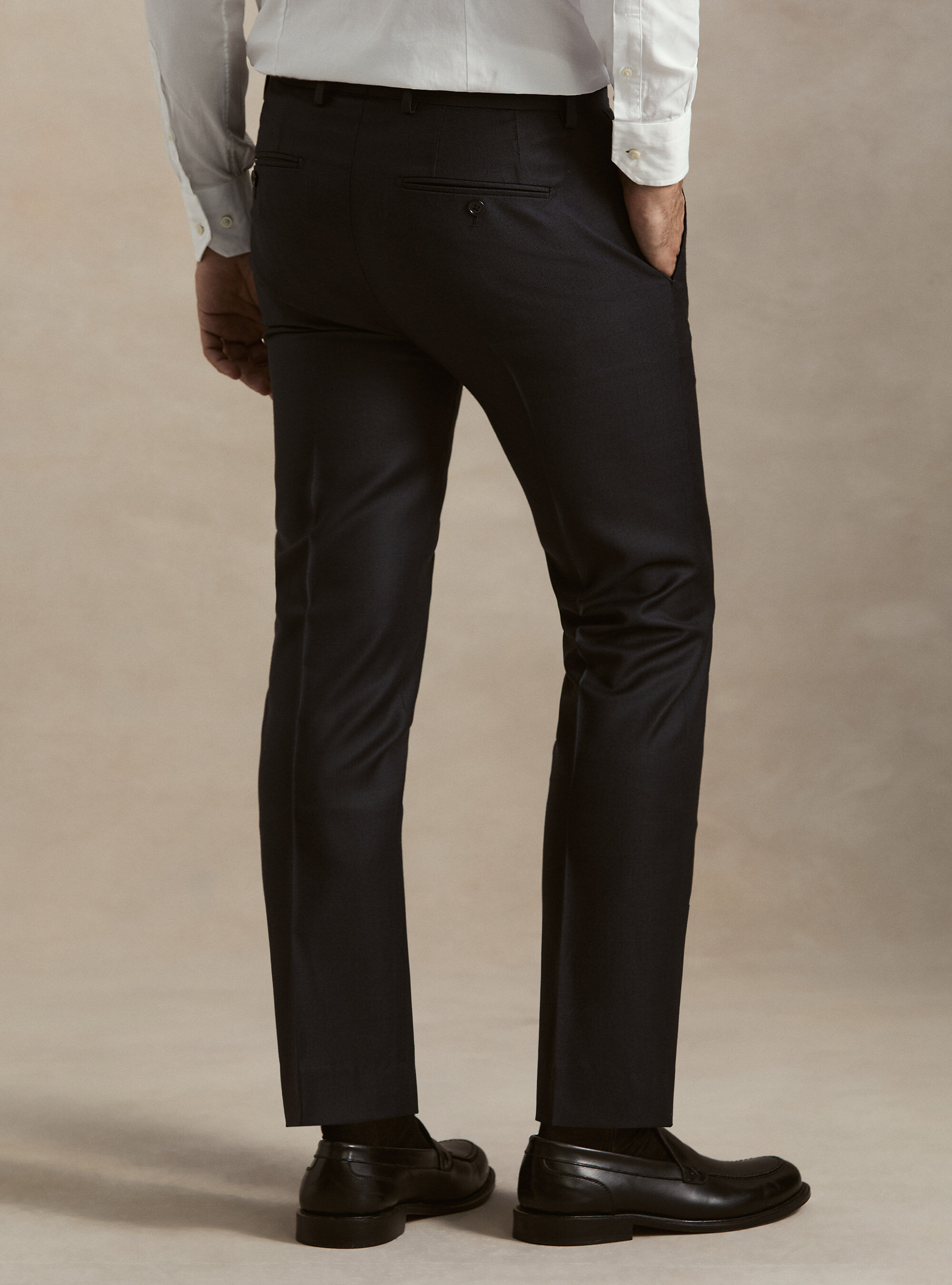 Pantaloni per abito in pura lana occhio di pernice Vitale Barberis Canonico, BLU NAVY
