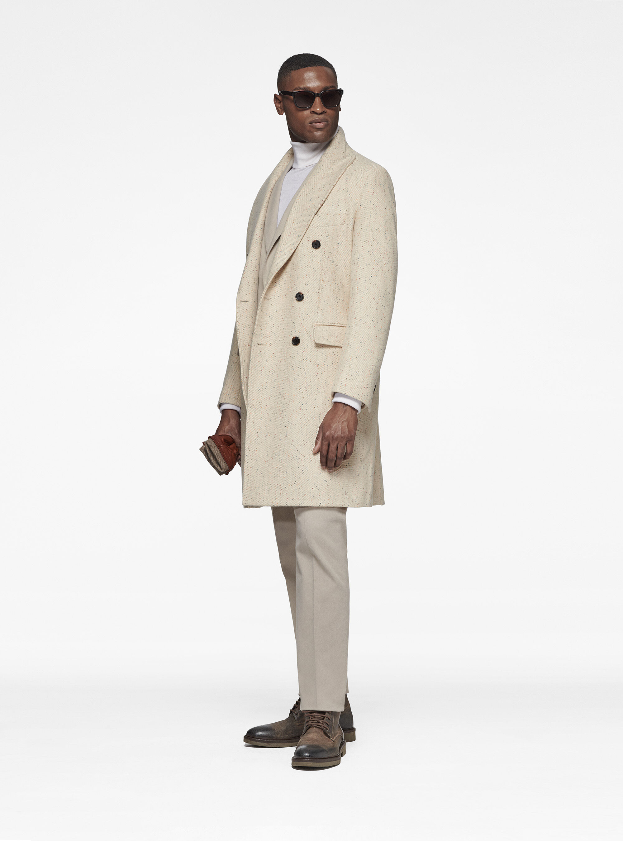 White wool blend coat on sale
