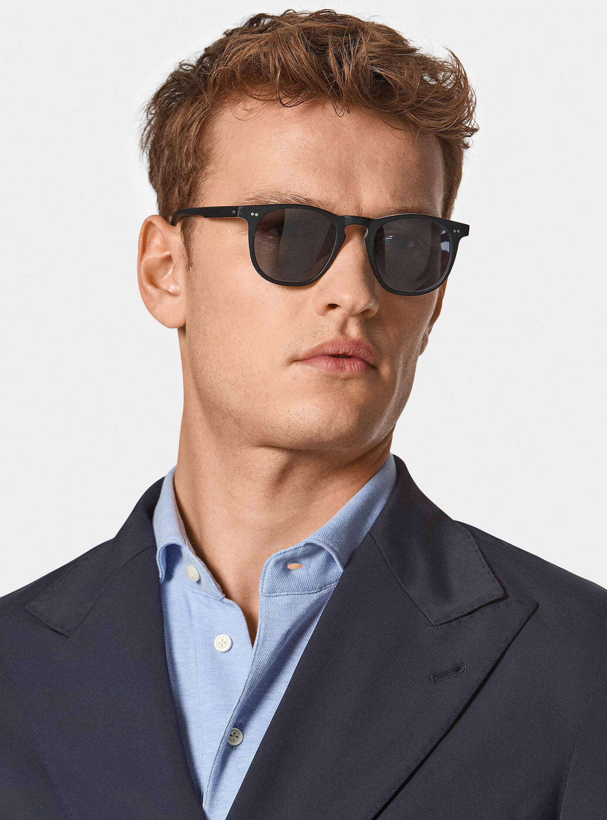 GT01 double-breasted blazer in stretch jersey, NAVY BLUE