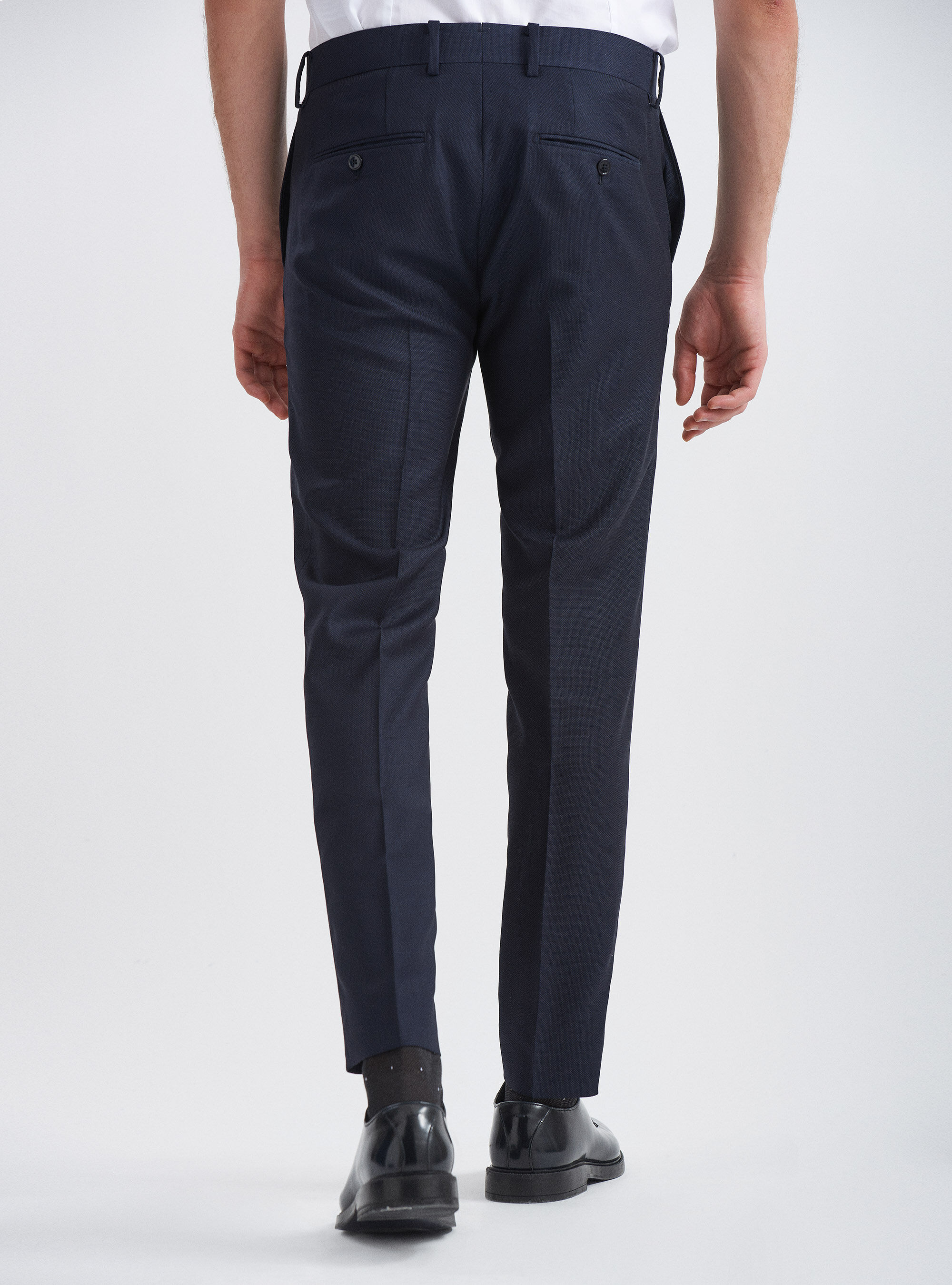 Pure wool Marlane partridge eye suit trousers, NAVY BLUE