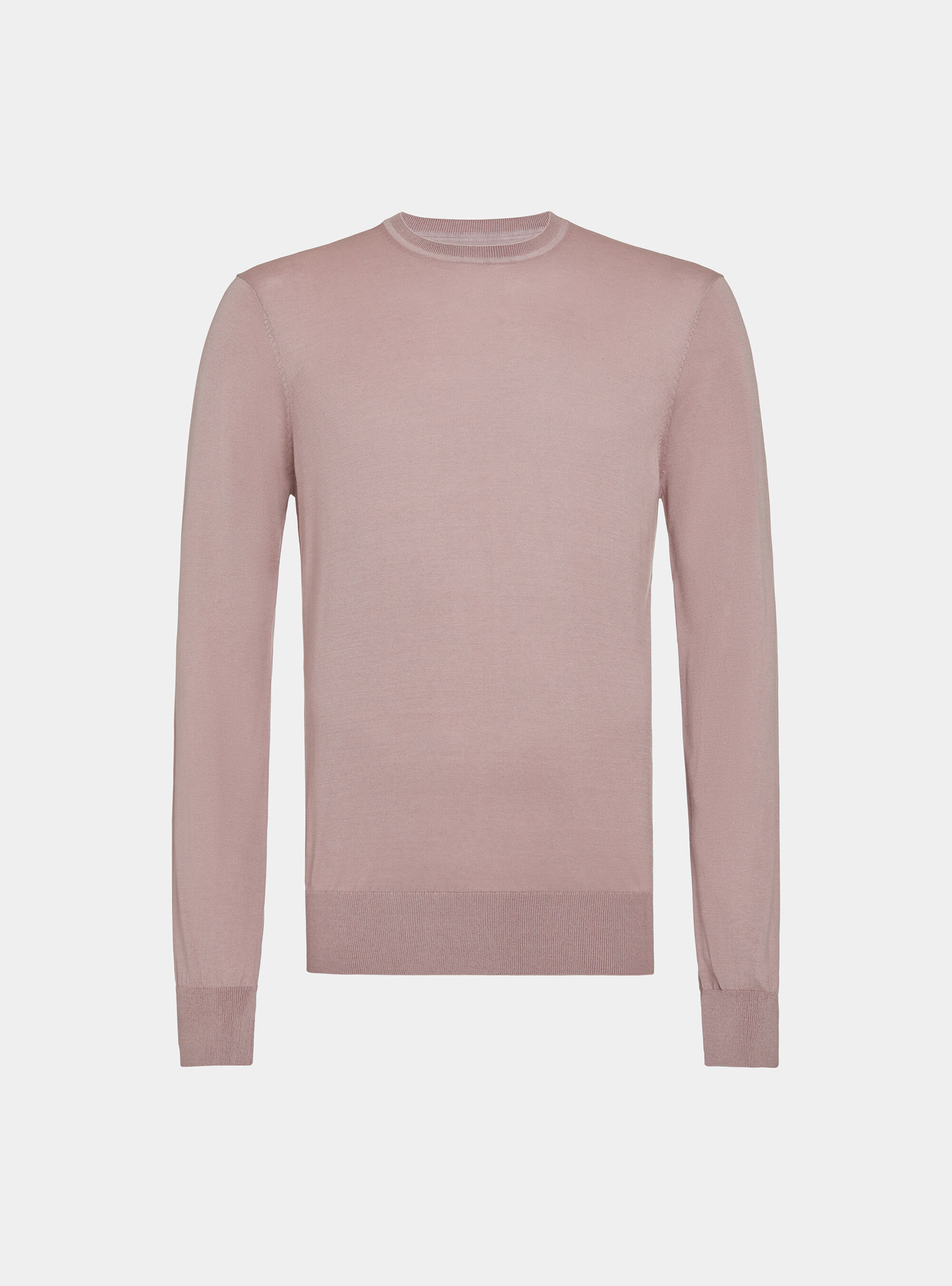 Maglia girocollo in seta e cotone, 0441C ROSA SCURO
