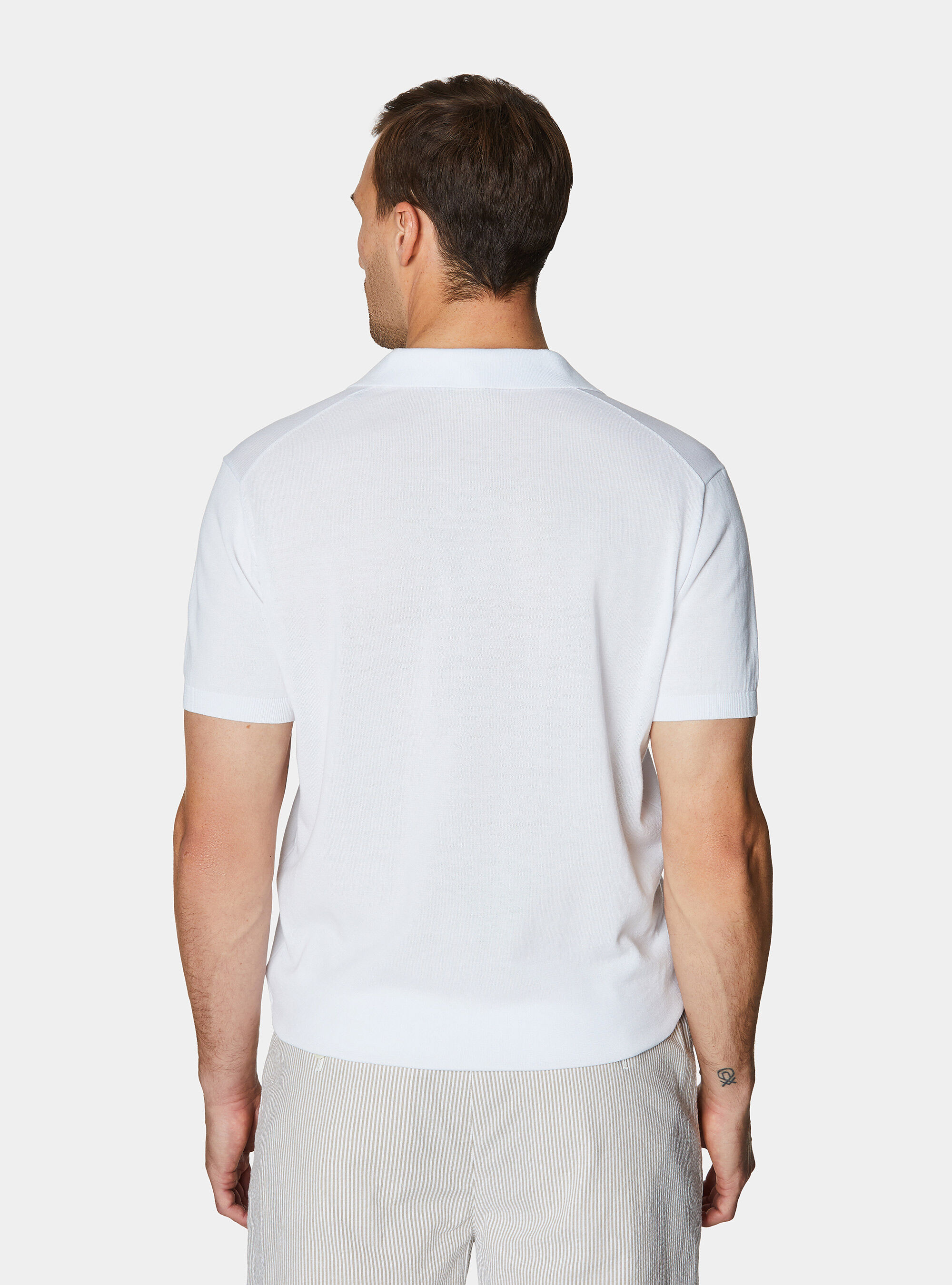 Polo de punto sin botones en algod&oacute;n extrafino, BLANCO