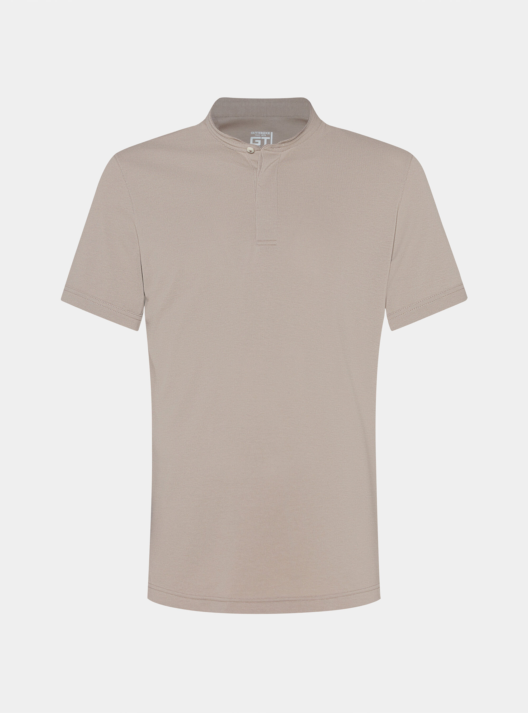 Polo collo coreano in misto cotone stretch, SABBIA 0591C