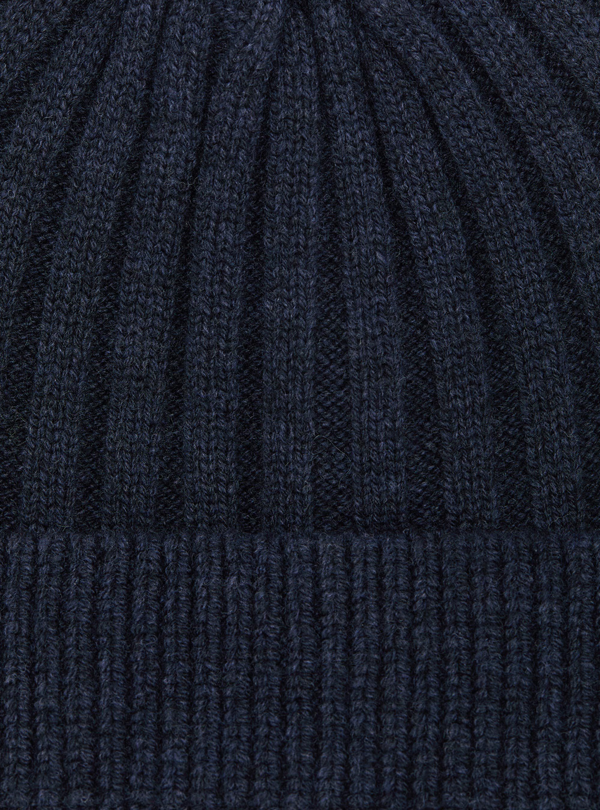 English rib cashmere blend beanie, NAVY BLUE