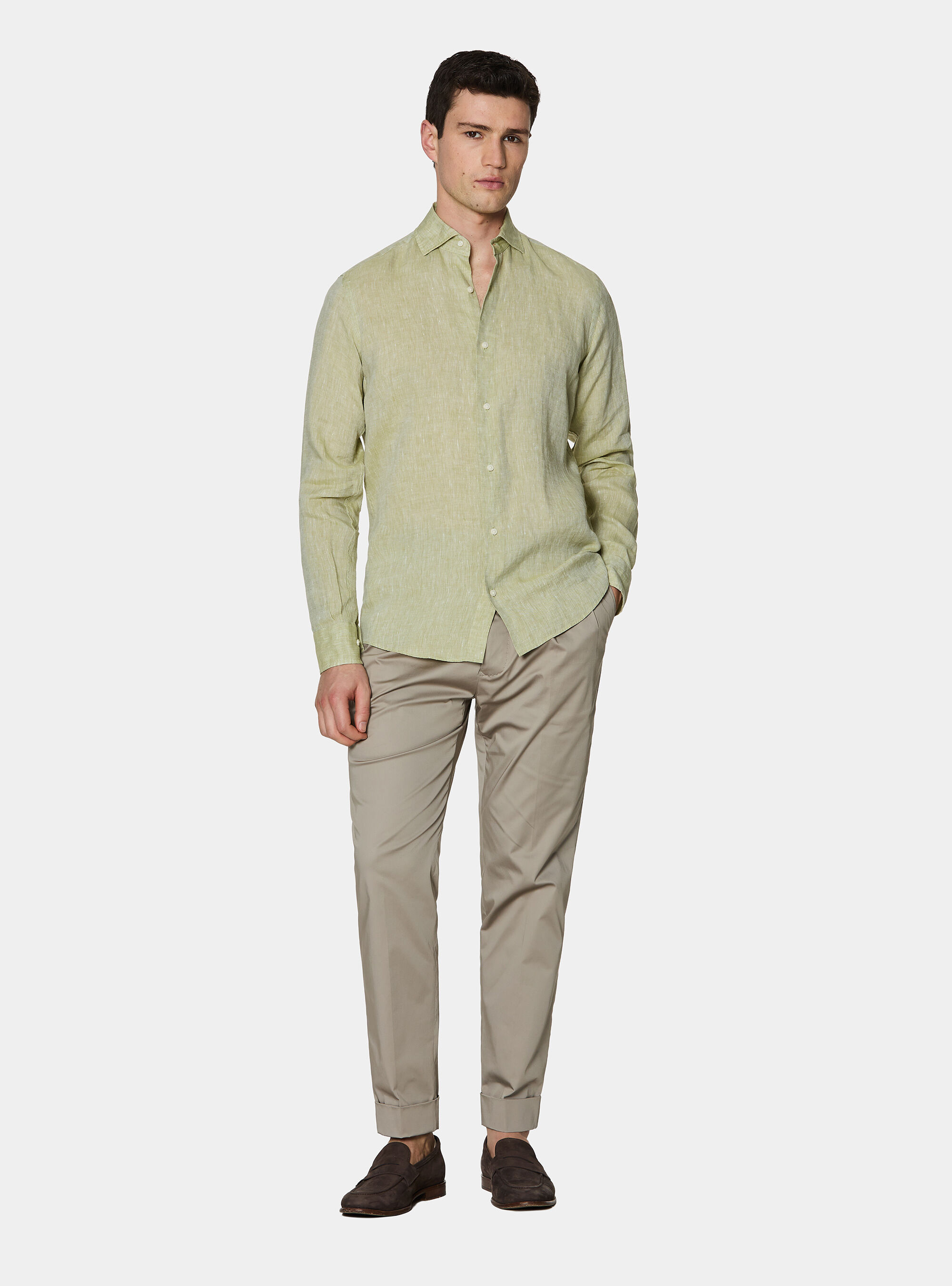 Pure linen shirt, VERDE PISTACCHIO 0616C