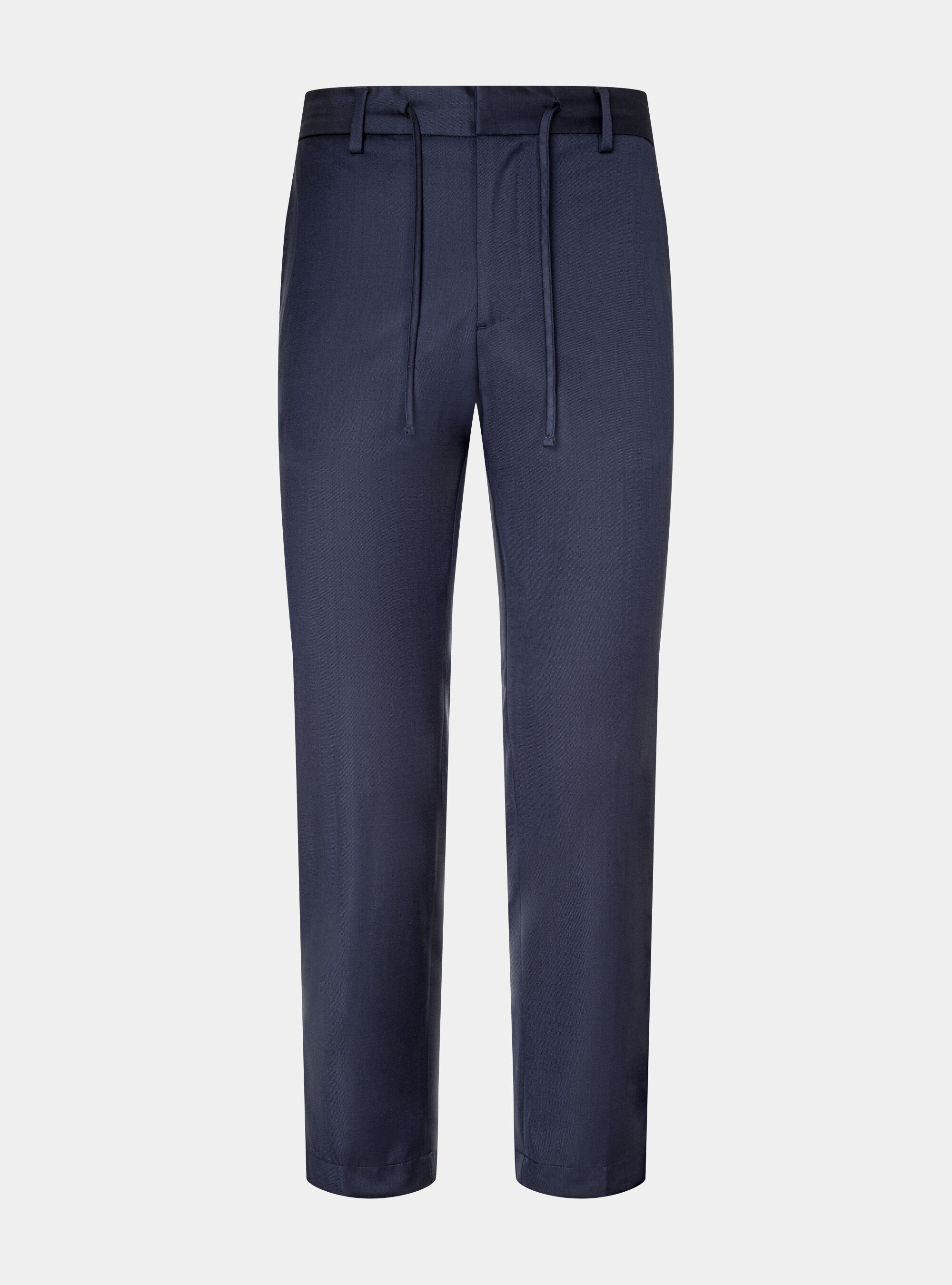 Allen Grey Wool Herringbone Flannel Drawstring Dress Pant