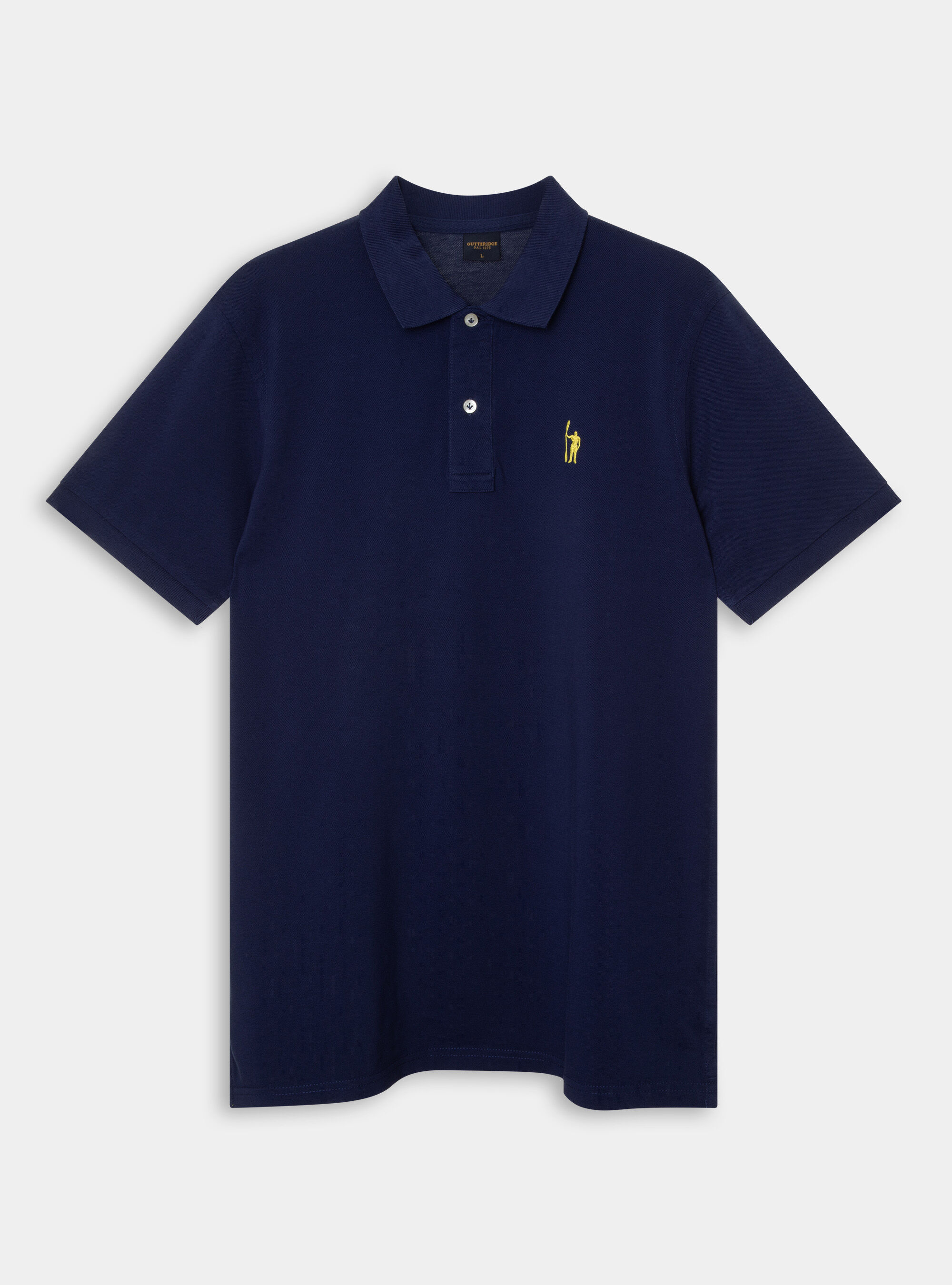 Classic cotton pique polo with embroidery, BLUE