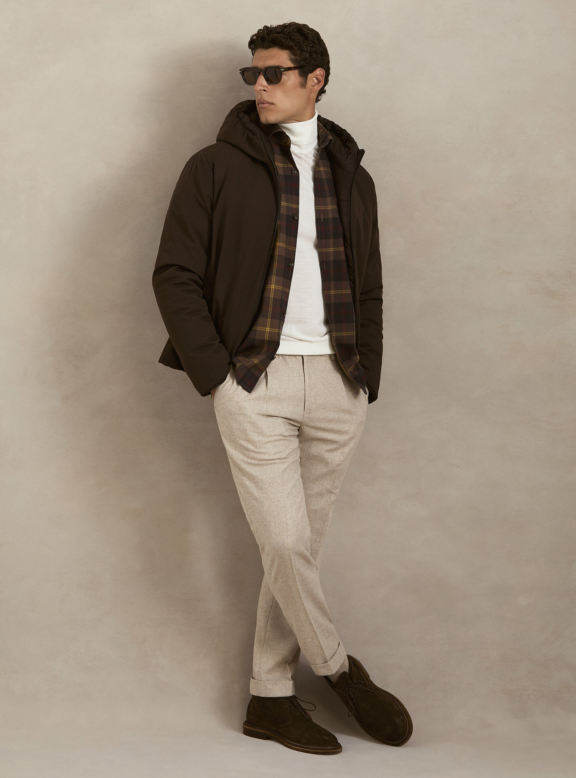 Reversible hooded bomber jacket