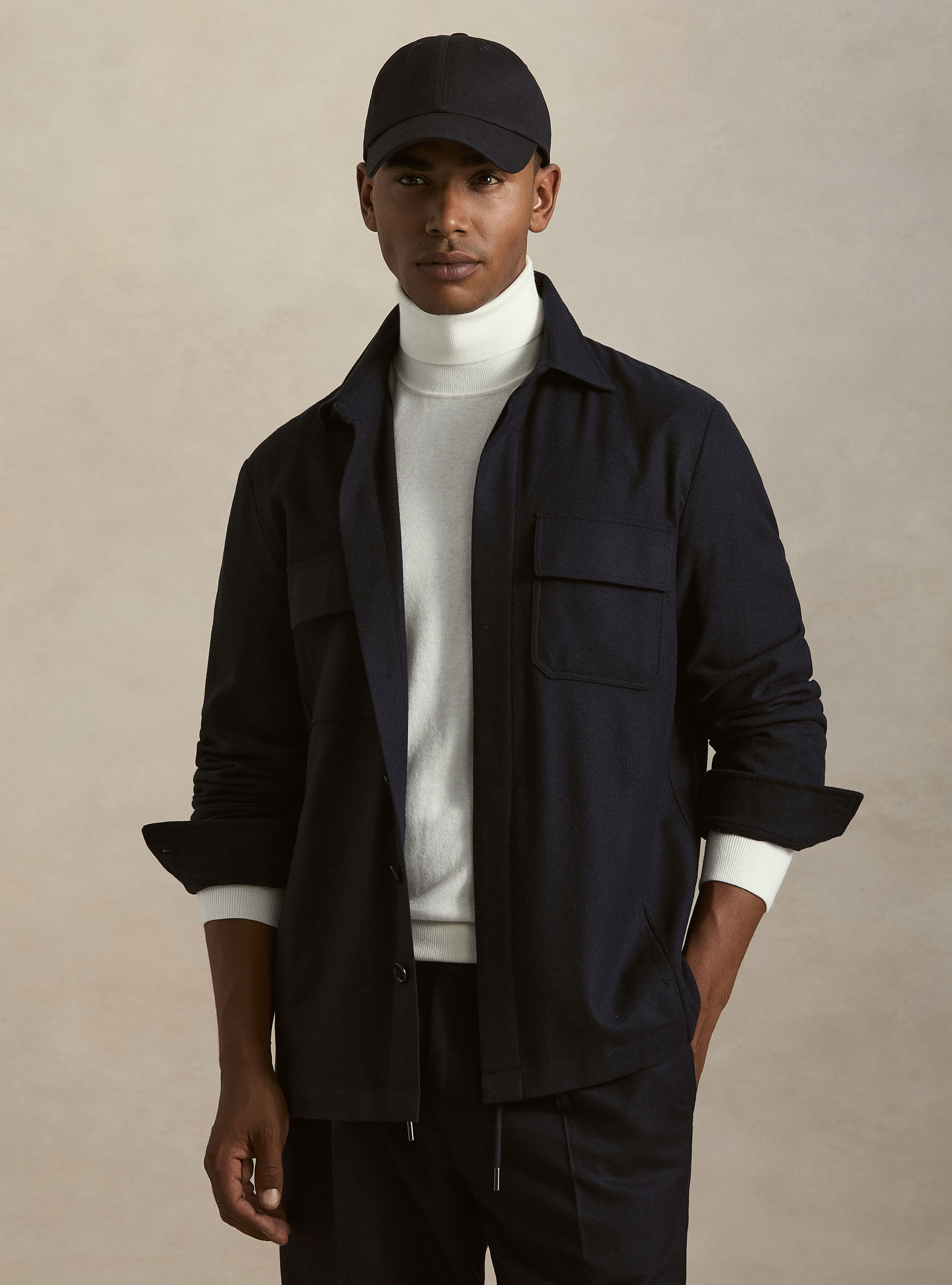 Lightweight wool blend flannel overshirt