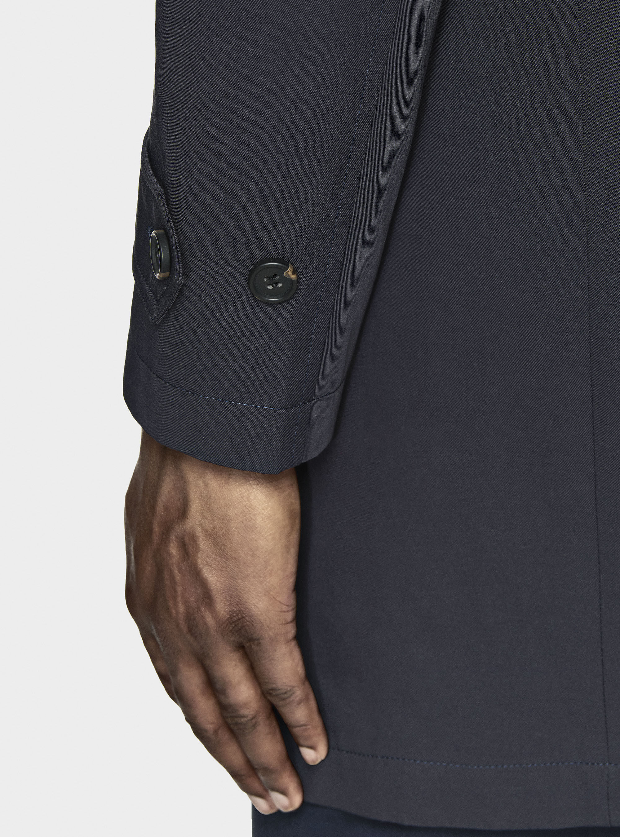 Impermeabile monopetto in misto cotone, BLU NAVY