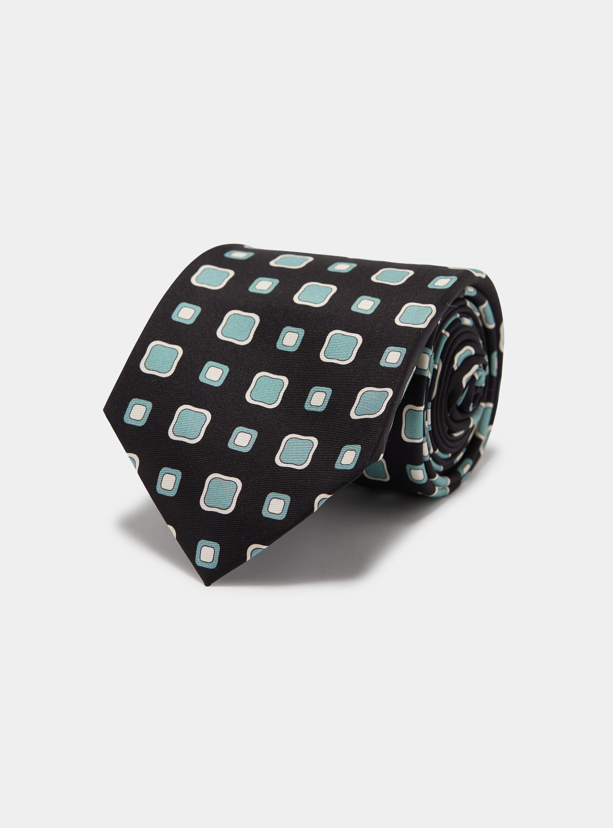 Patterned silk twill tie