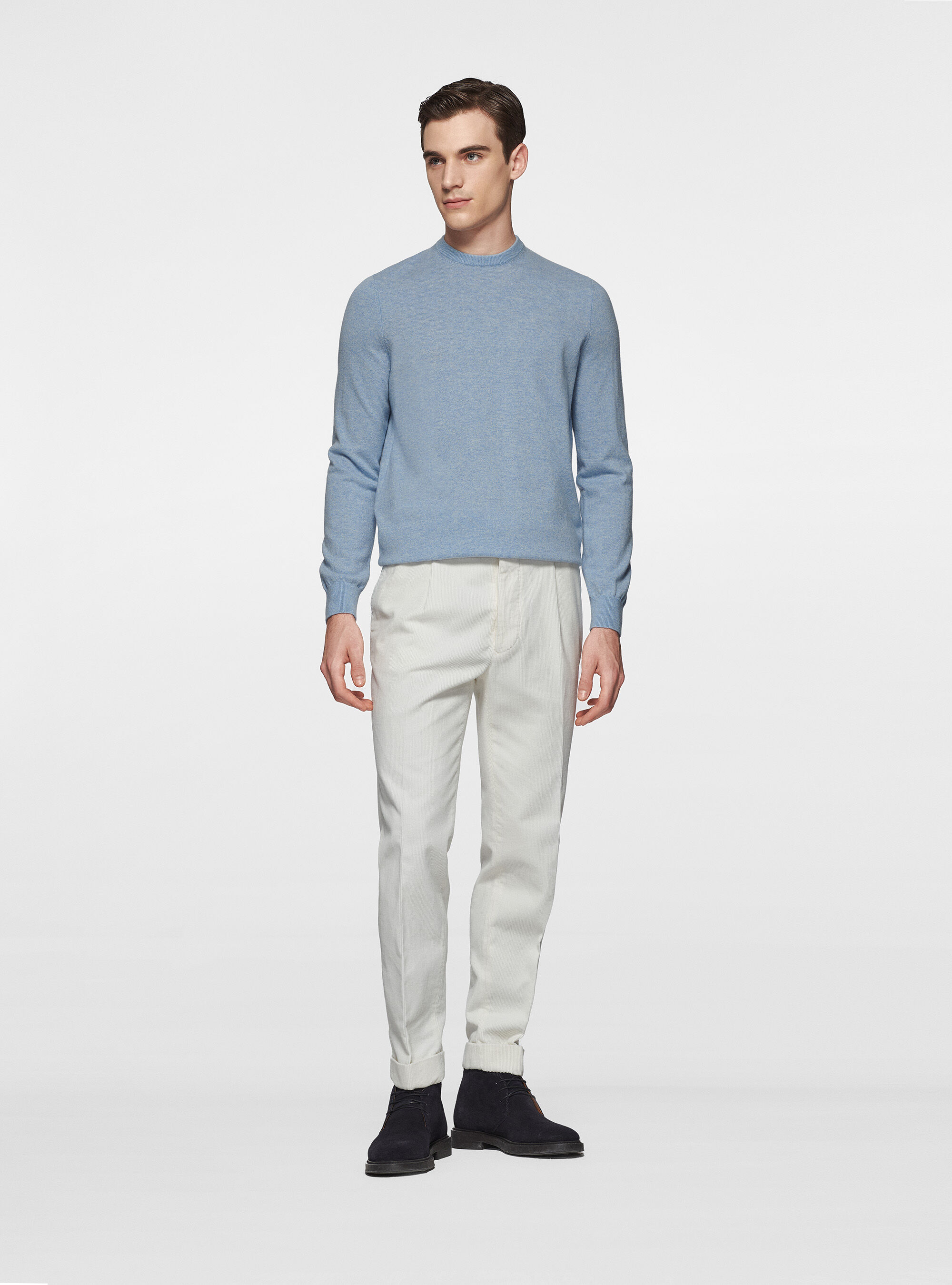 Cashmere crew-neck sweater, AZZURRO POLVERE 0283C