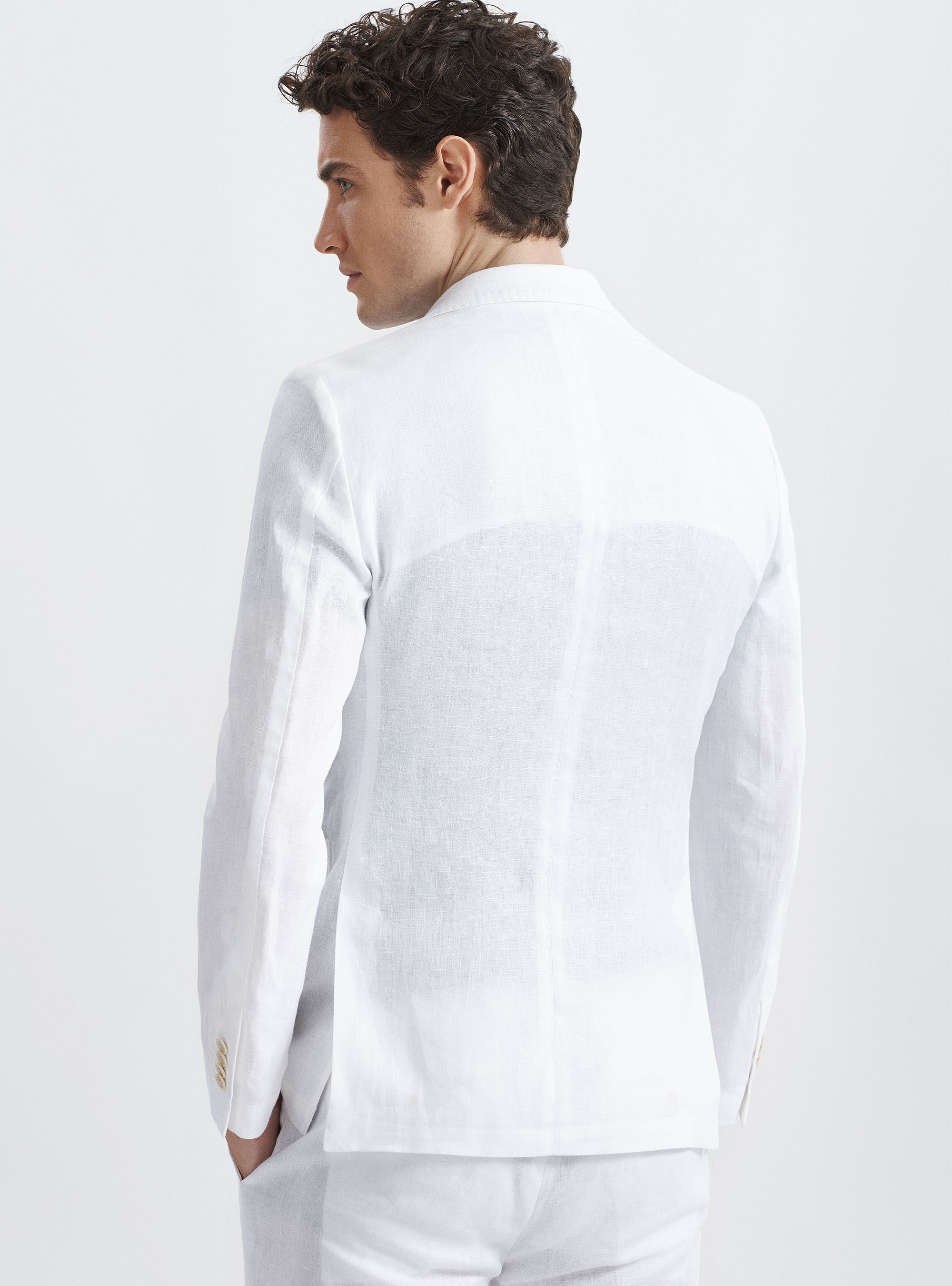 Giacca per abito in puro lino, BIANCO