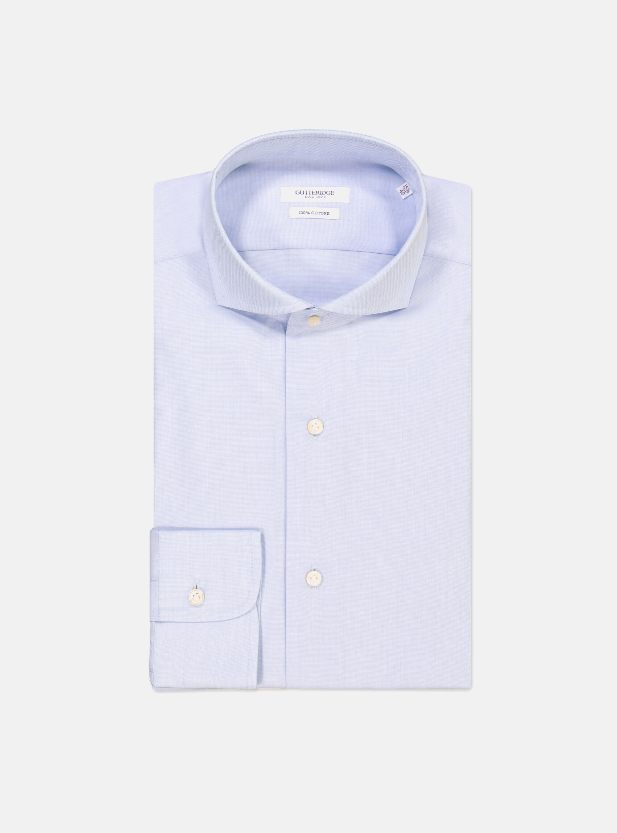 Cotton shirt with french collar, LIGHT BLUE