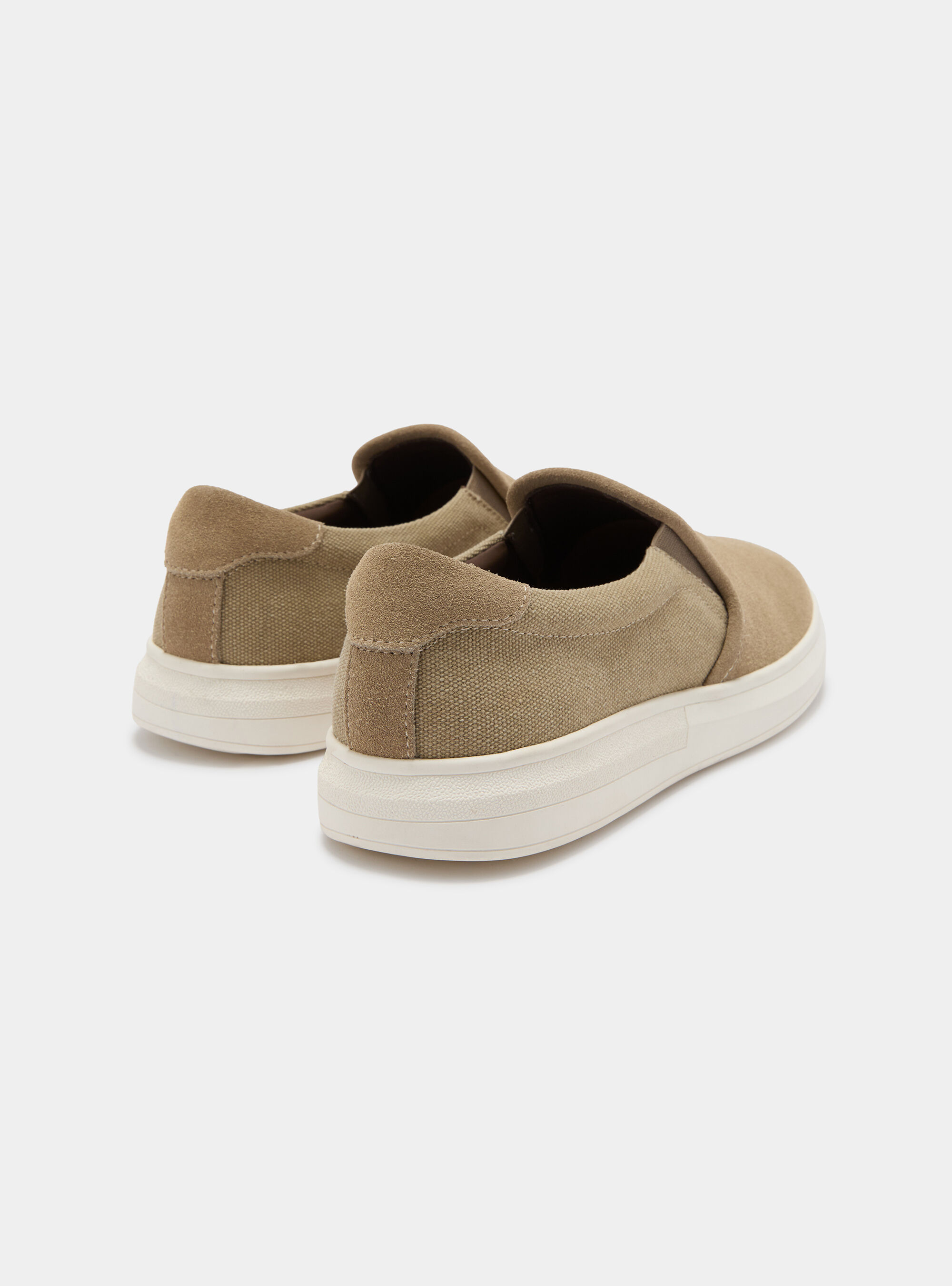 Slip on in suede e canvas, ECRU