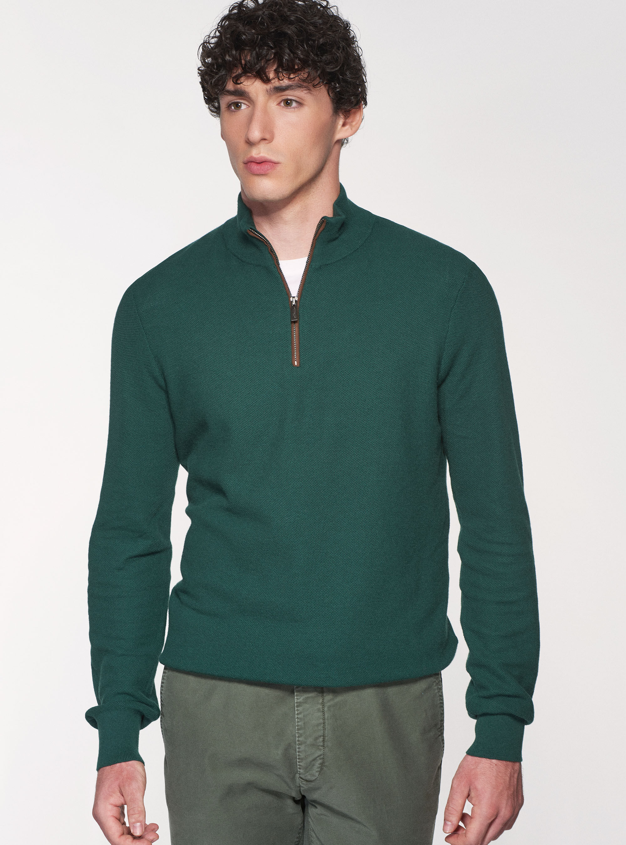 half zip cotton & cashmere pullover