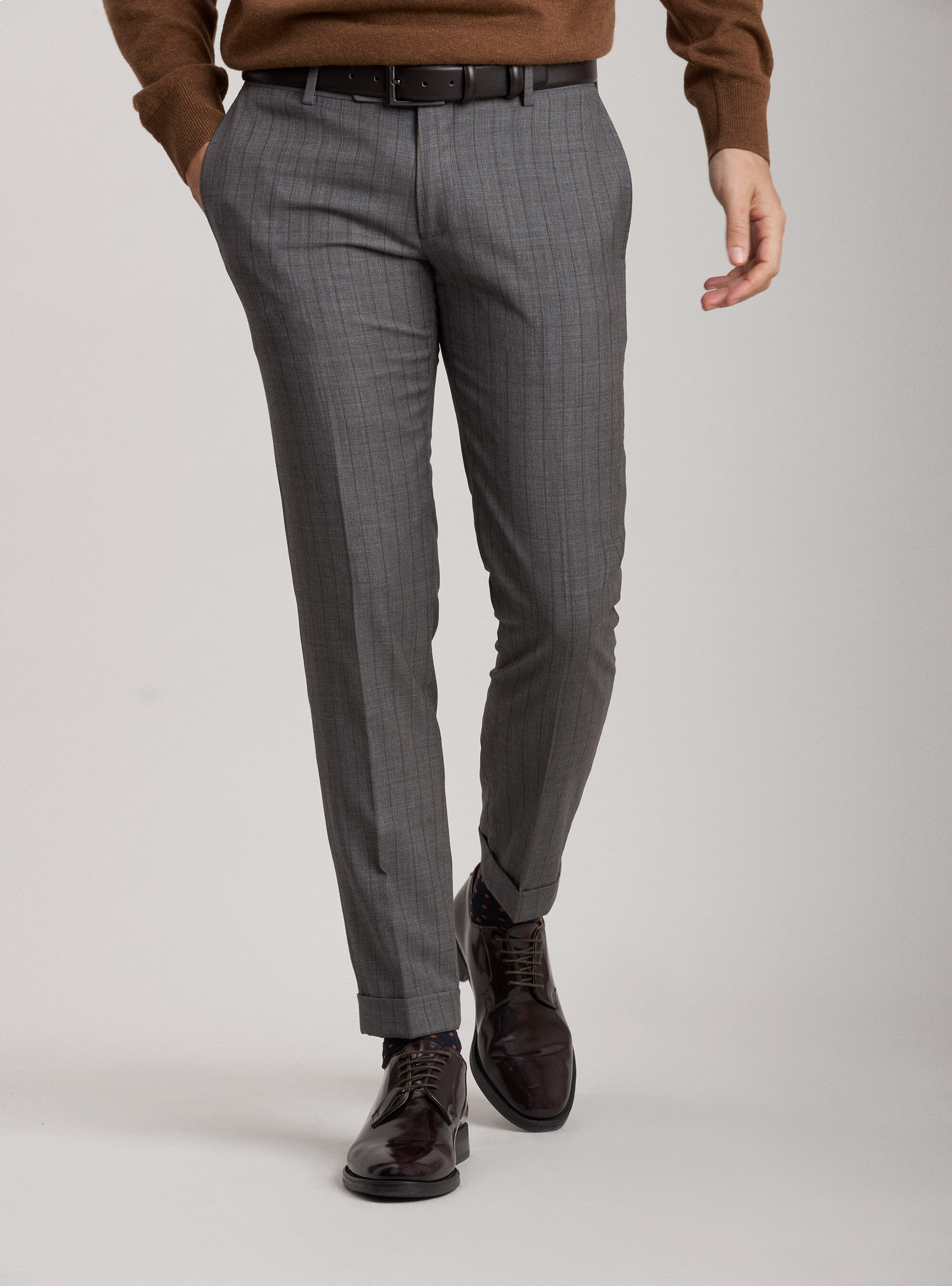 Pinstripe wool suit pants