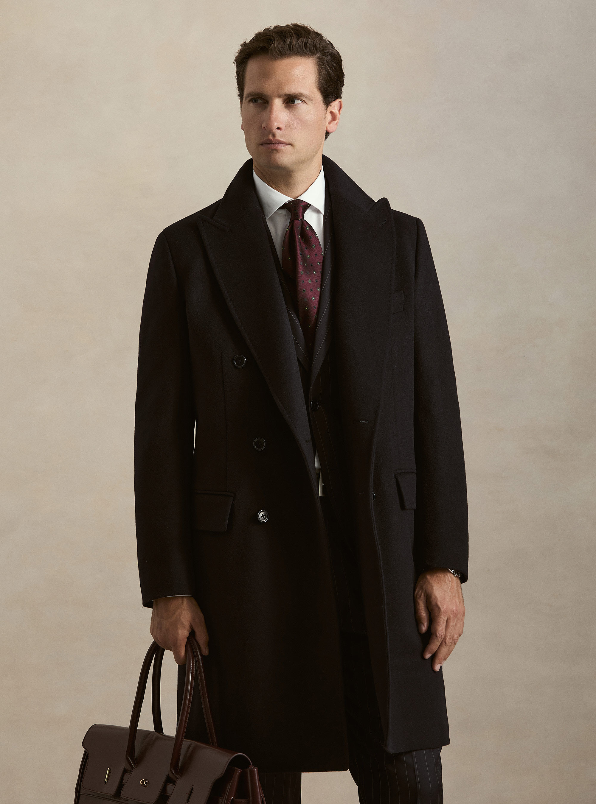 Double-breasted cashmere-blend coat