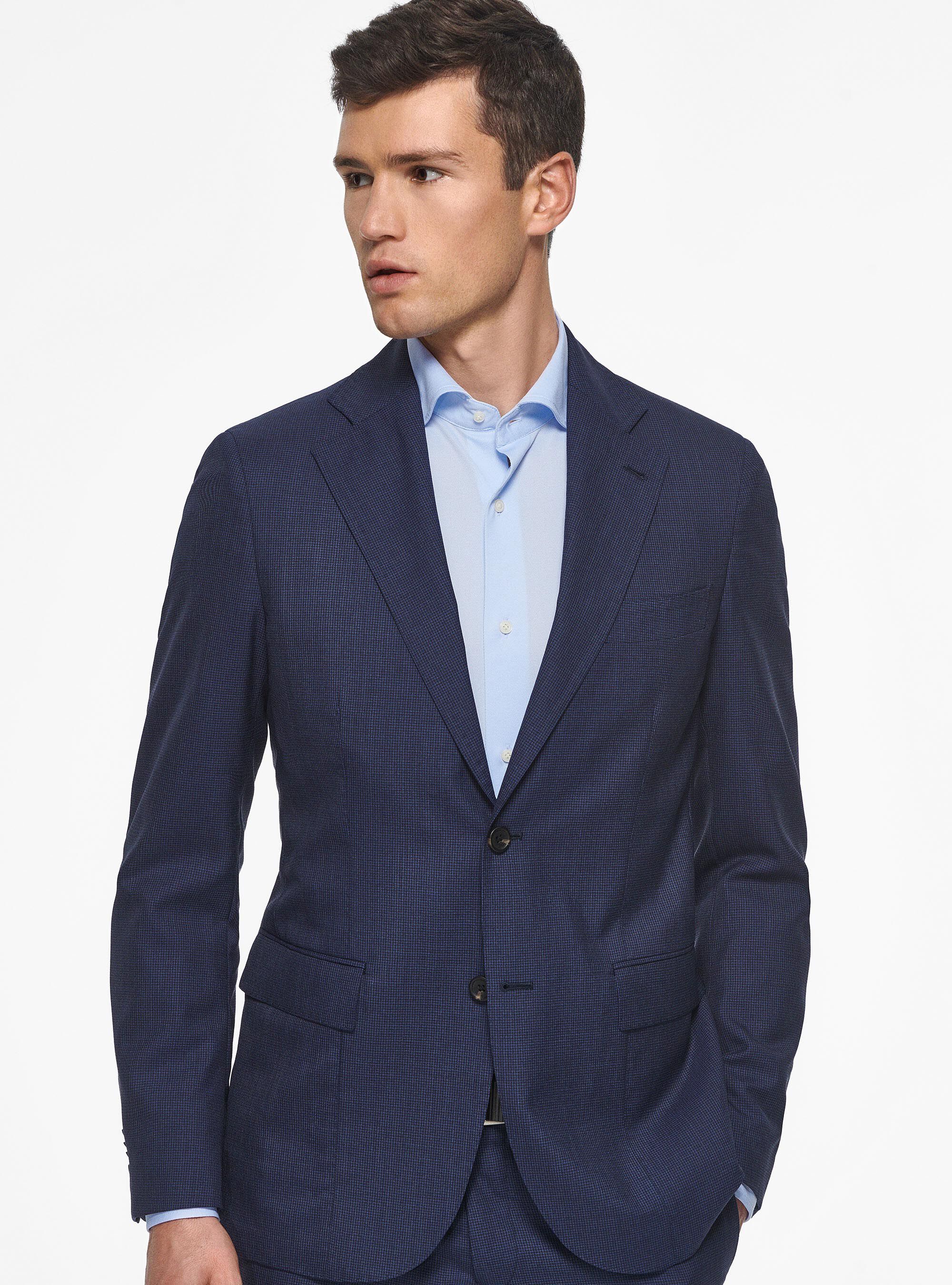 Suit blazer in pure houndstooth wool Vitale Barberis Canonico, NAVY BLUE