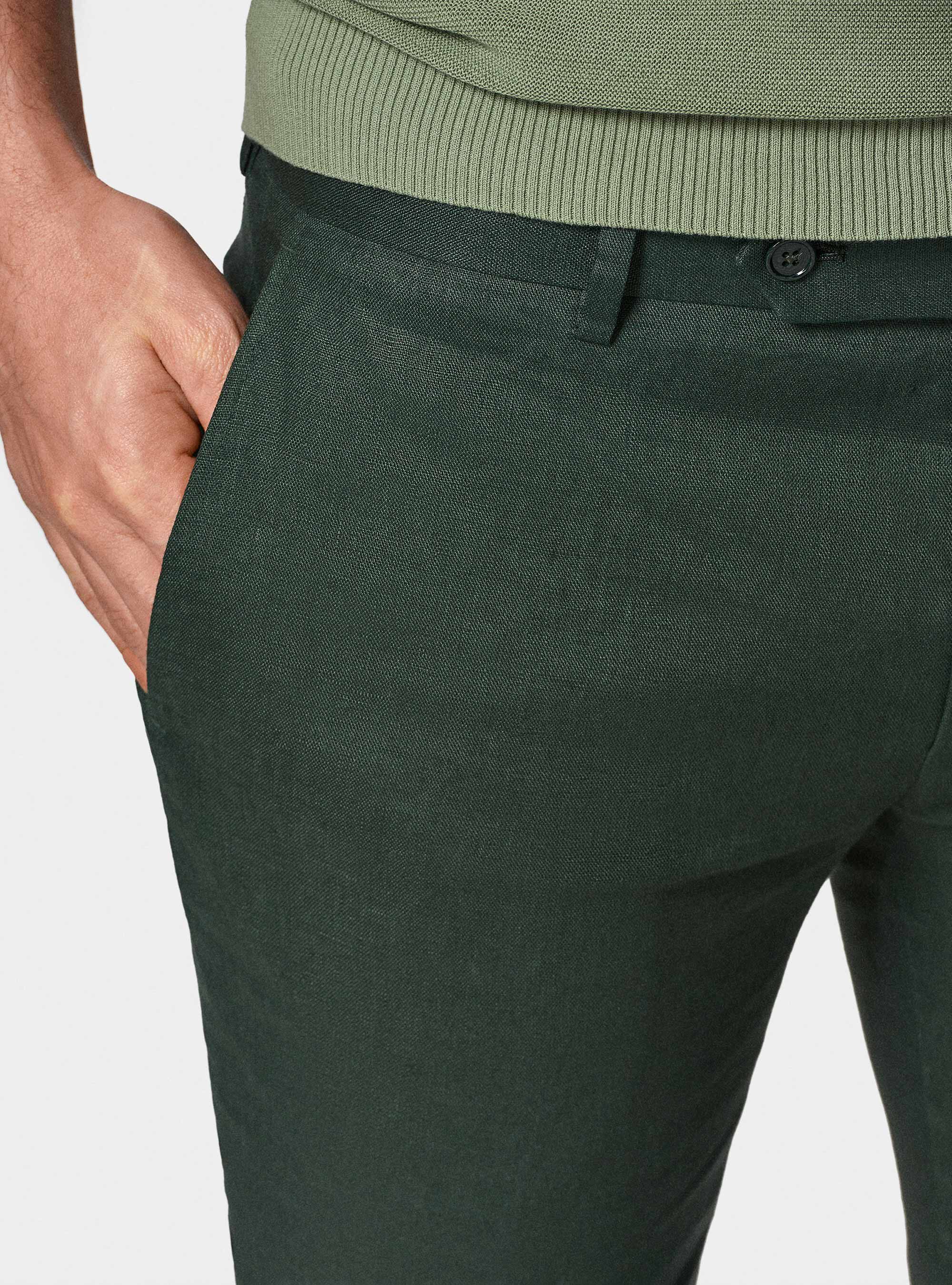 Pantaloni abito in puro lino, VERDE