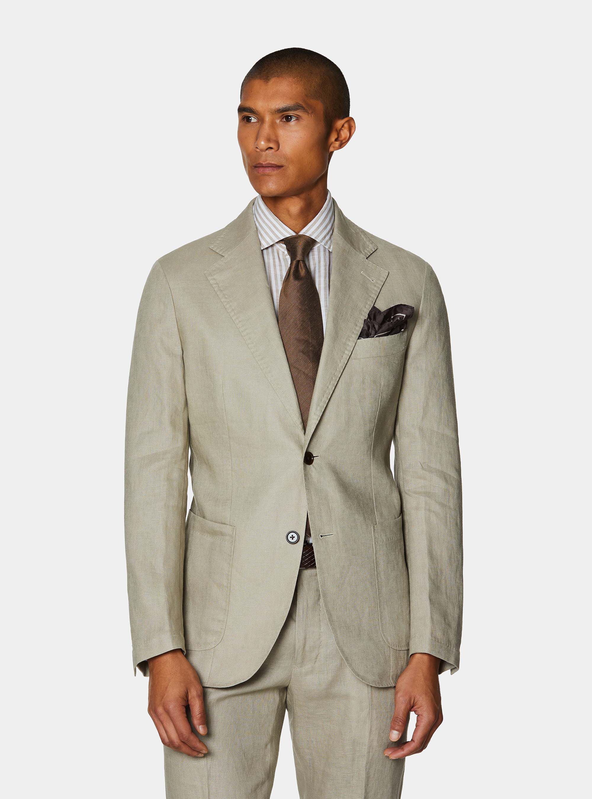 Pure linen suit blazer, SAND