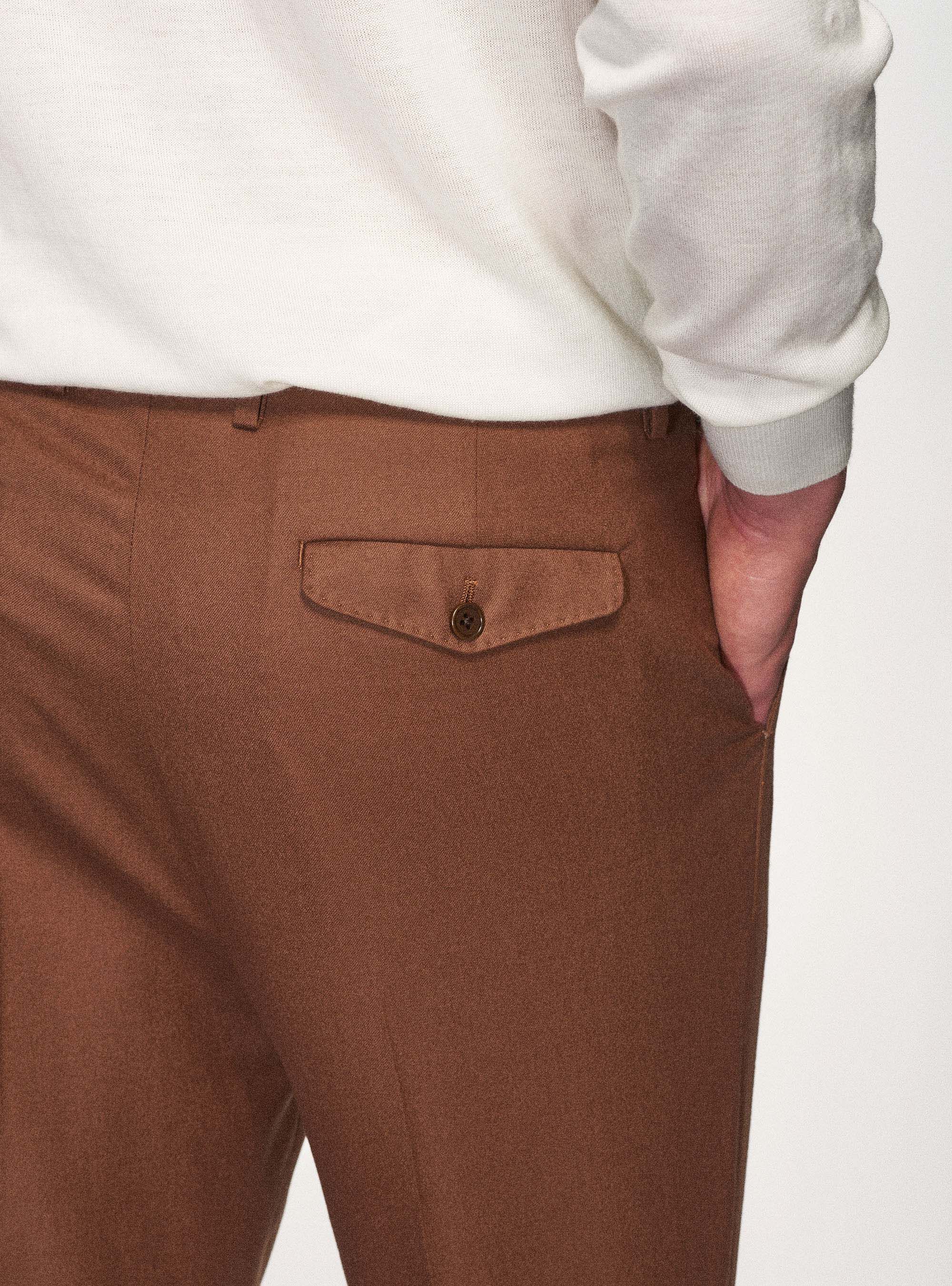 Suit trousers in superfine wool flannel 120's, MULTICOLOR